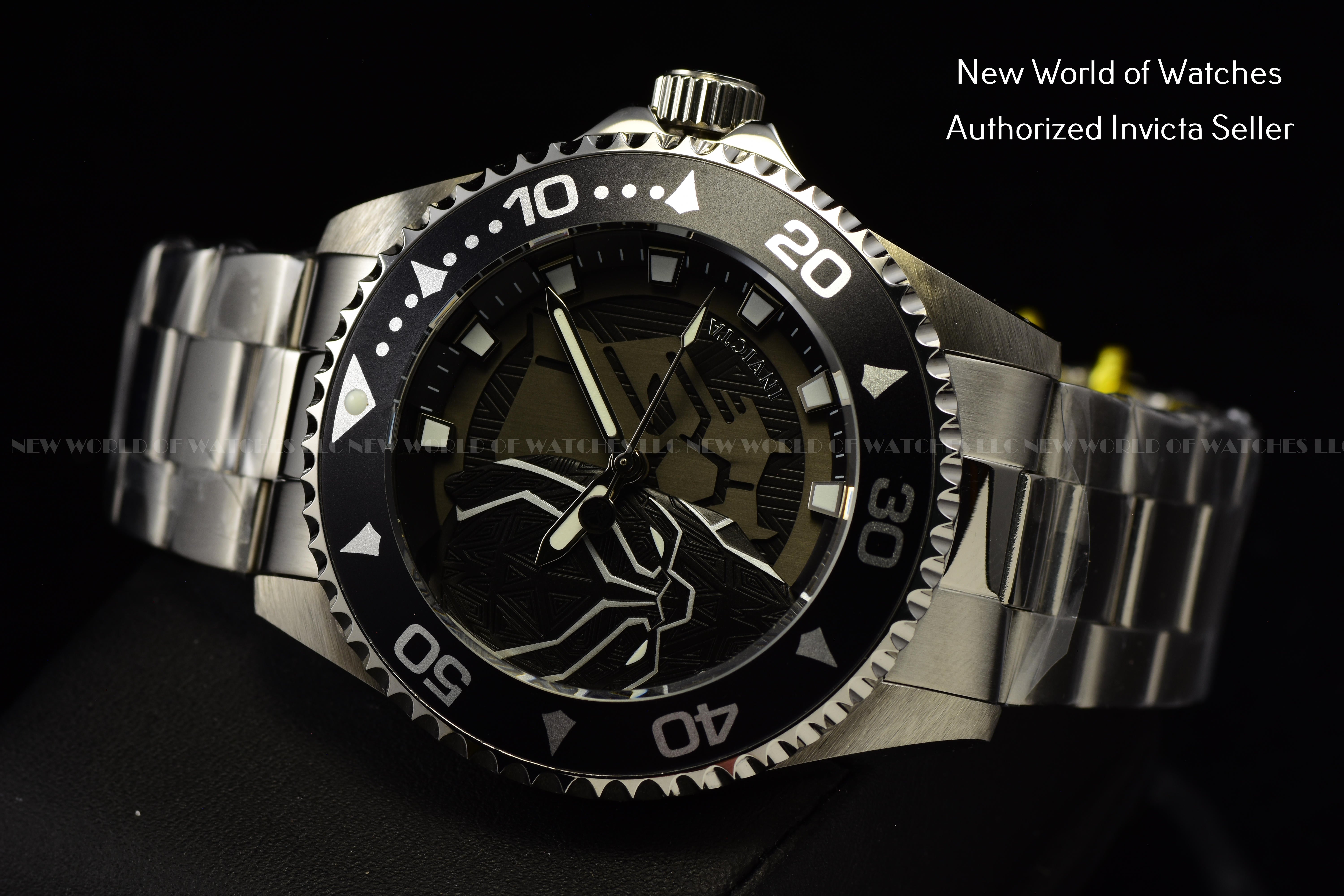 Invicta Men's Marvel Black Panther Ltd Ed. 44mm Black Dial Stainless Steel Watch