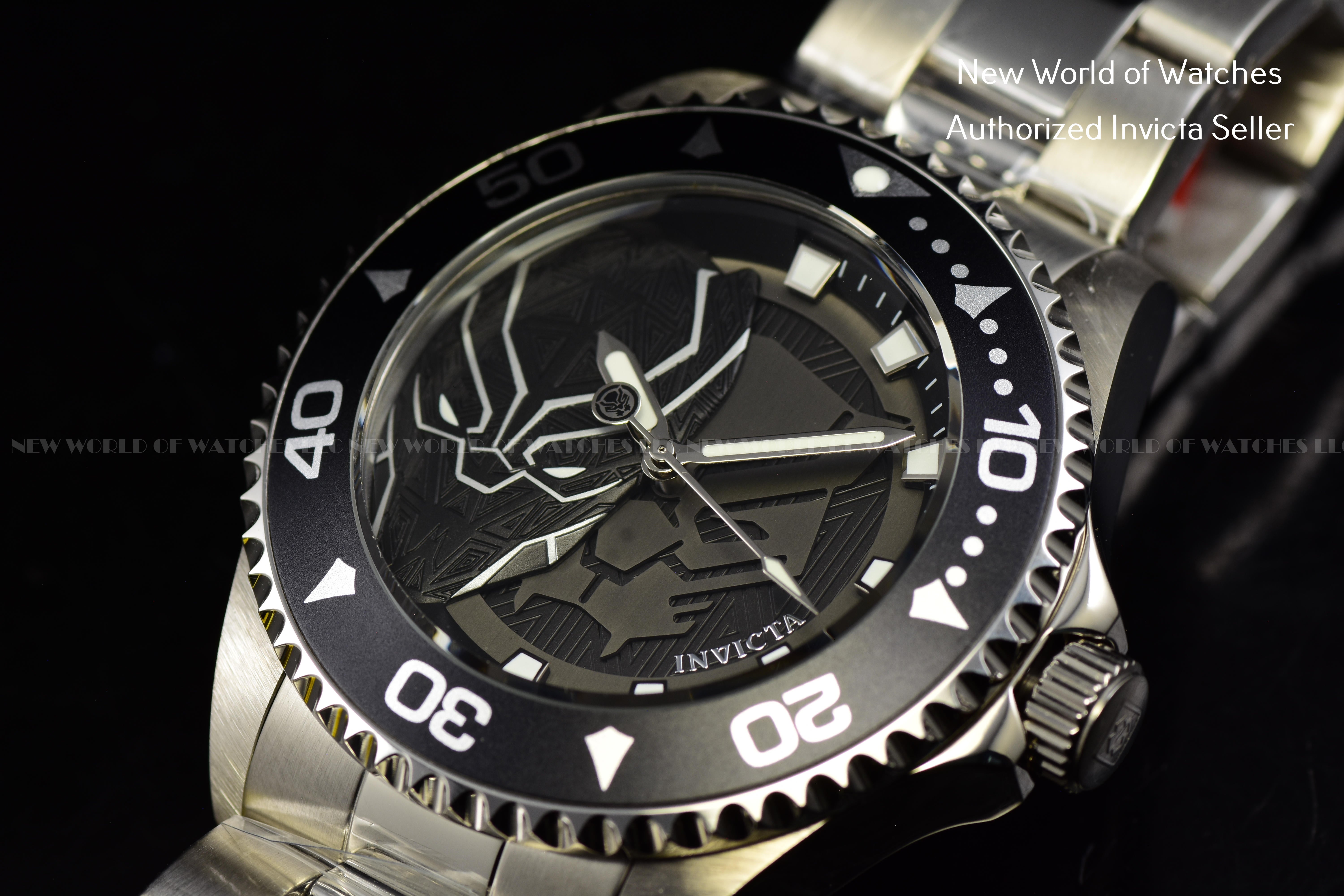 Invicta Men's Marvel Black Panther Ltd Ed. 44mm Black Dial Stainless Steel Watch