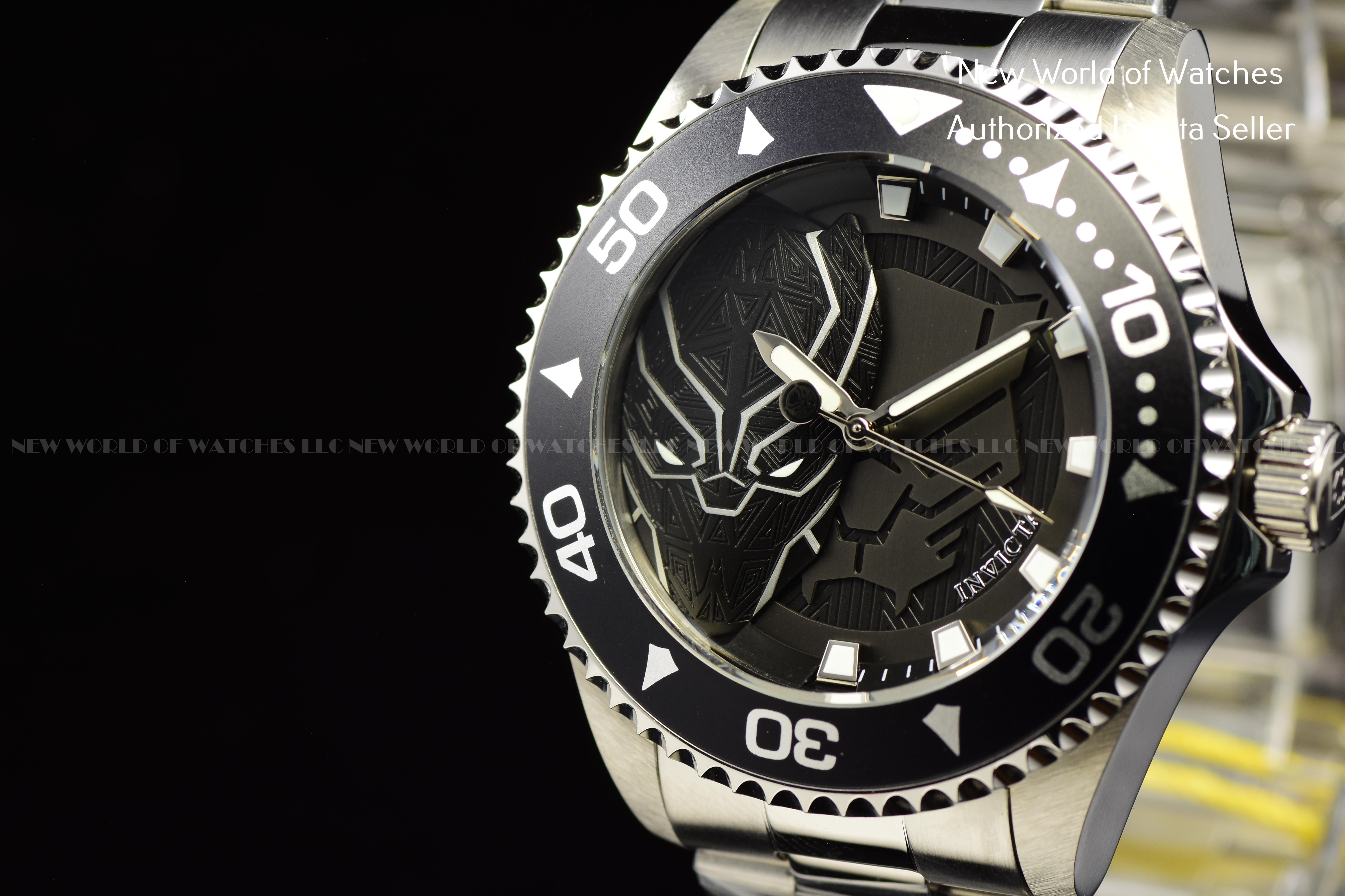 Invicta Men's Marvel Black Panther Ltd Ed. 44mm Black Dial Stainless Steel Watch