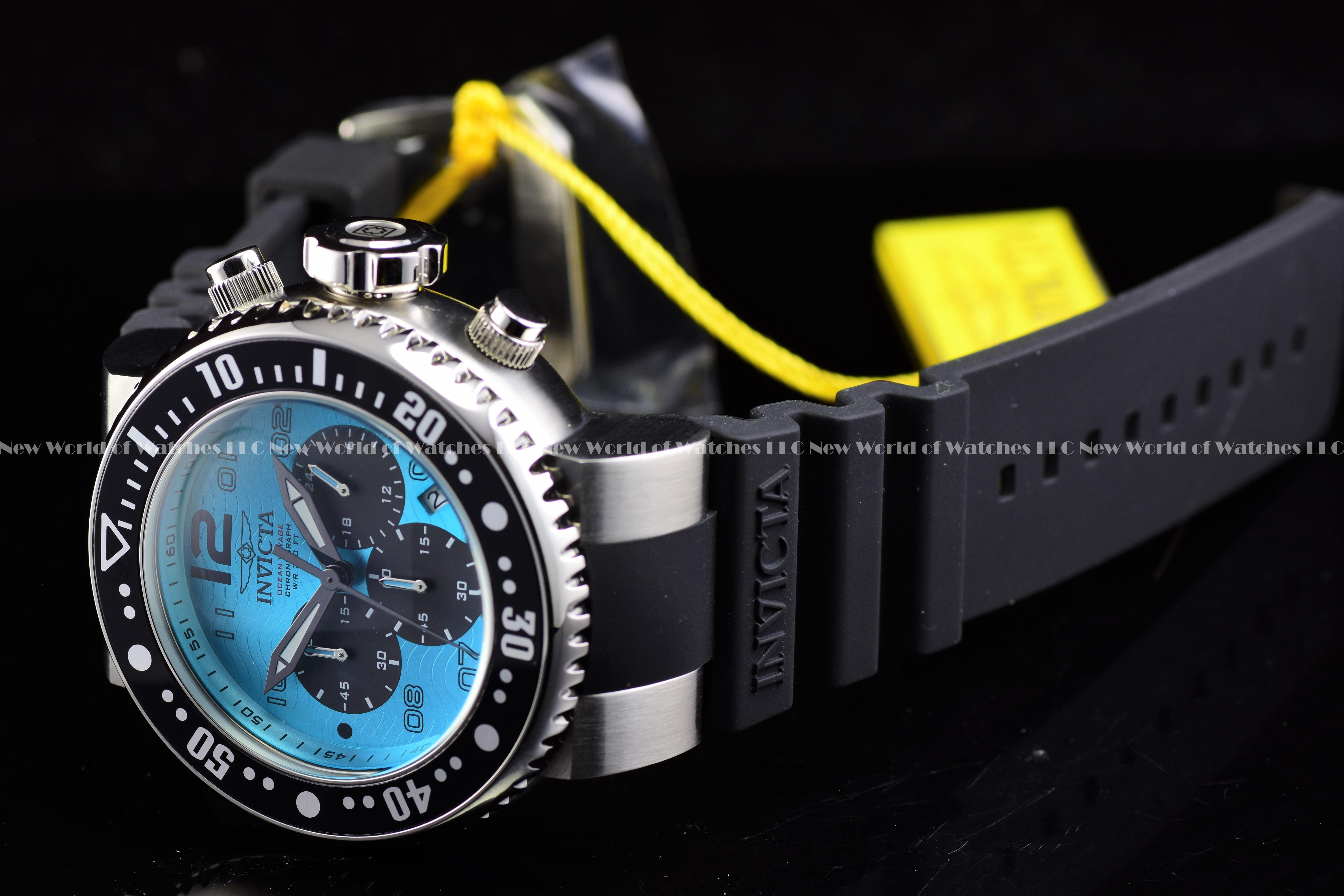 Invicta Men Pro Diver 52mm Turquoise Cyan Black Quartz Japan Silicone Watch