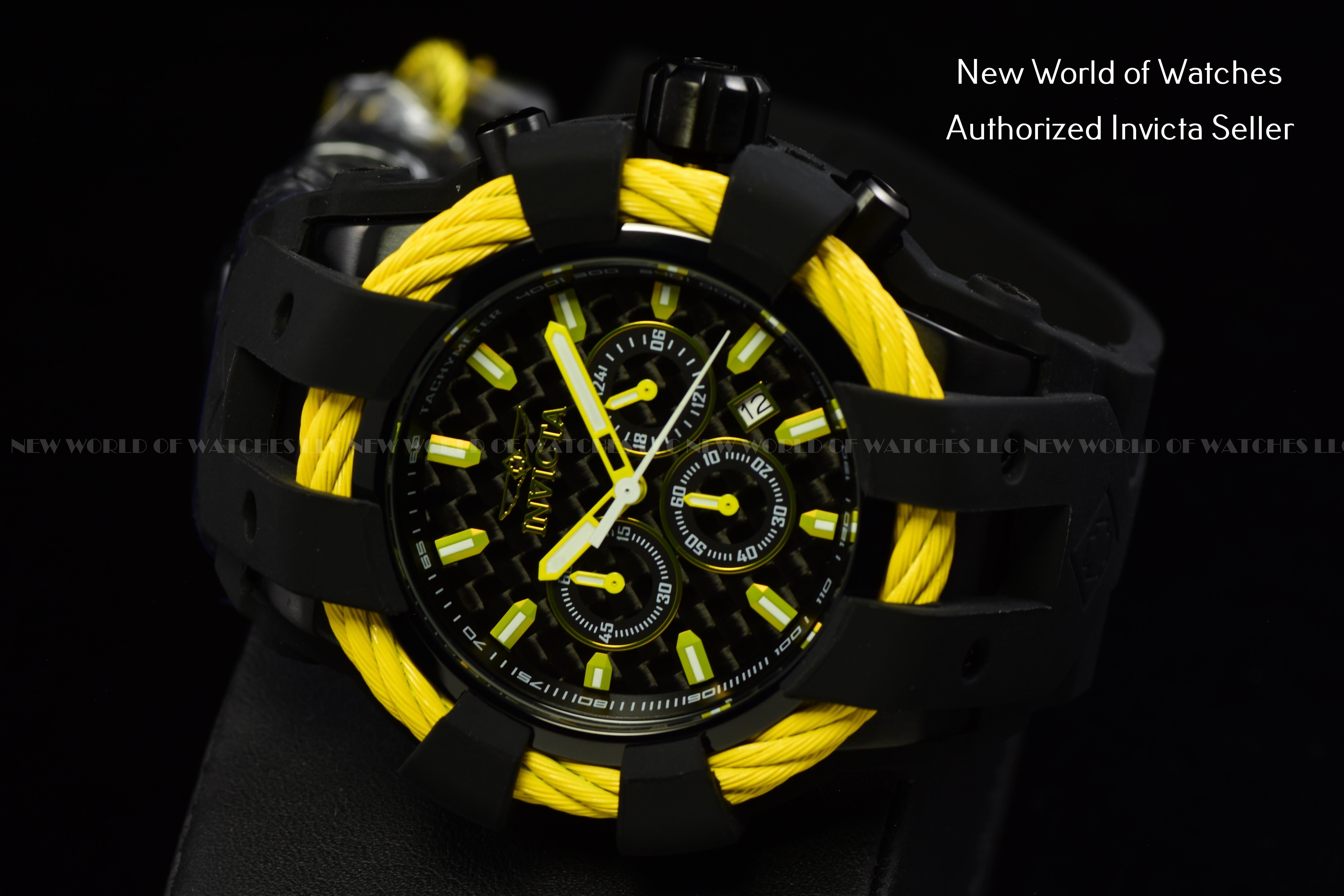 Invicta Men's BOLT Sports Chronograph BLACK Superluminova Dial 48mm Quartz Watc