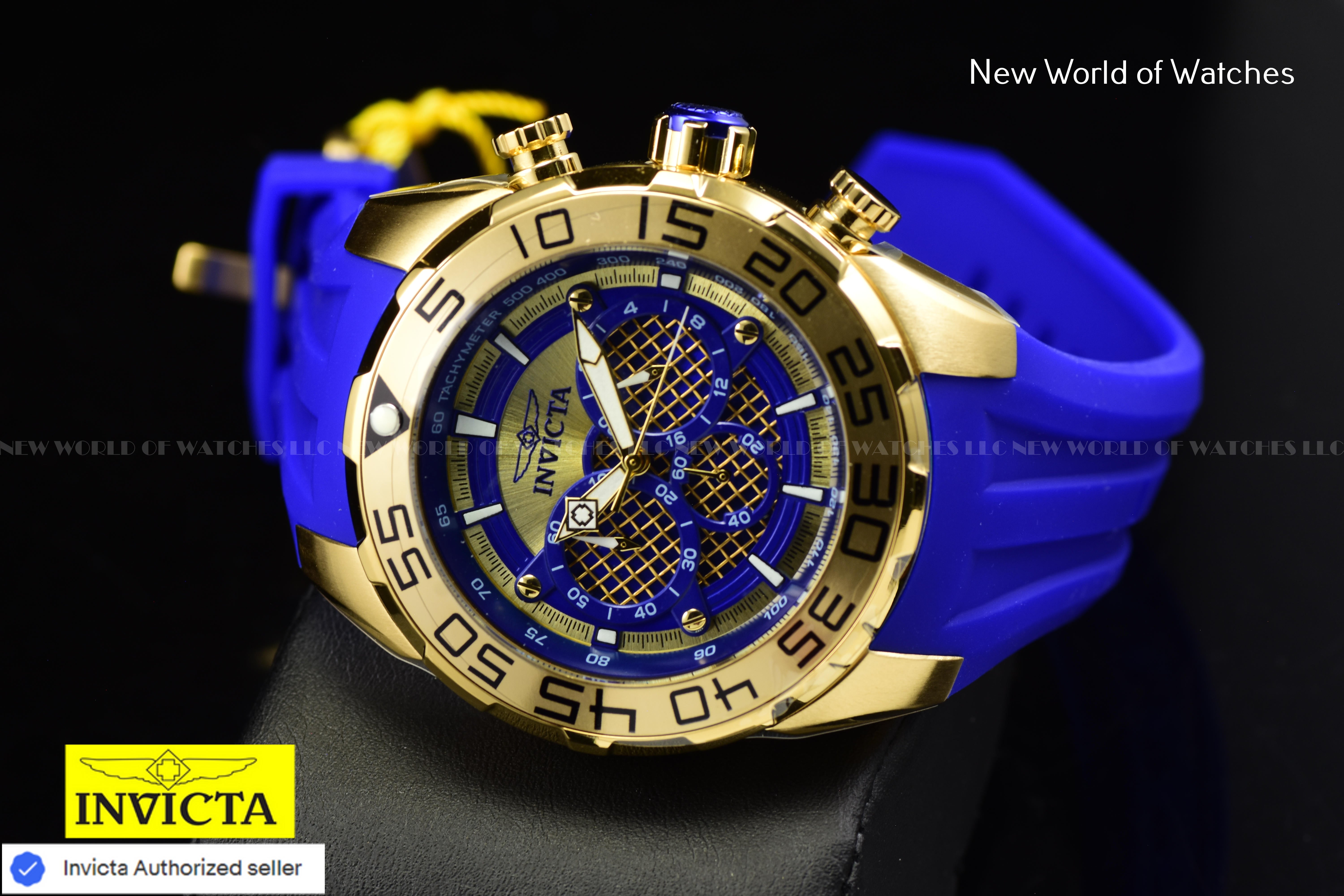 Invicta Men Speedway SCUBA 50mm Dark Blue Gold Quartz Japan Silicone Watch