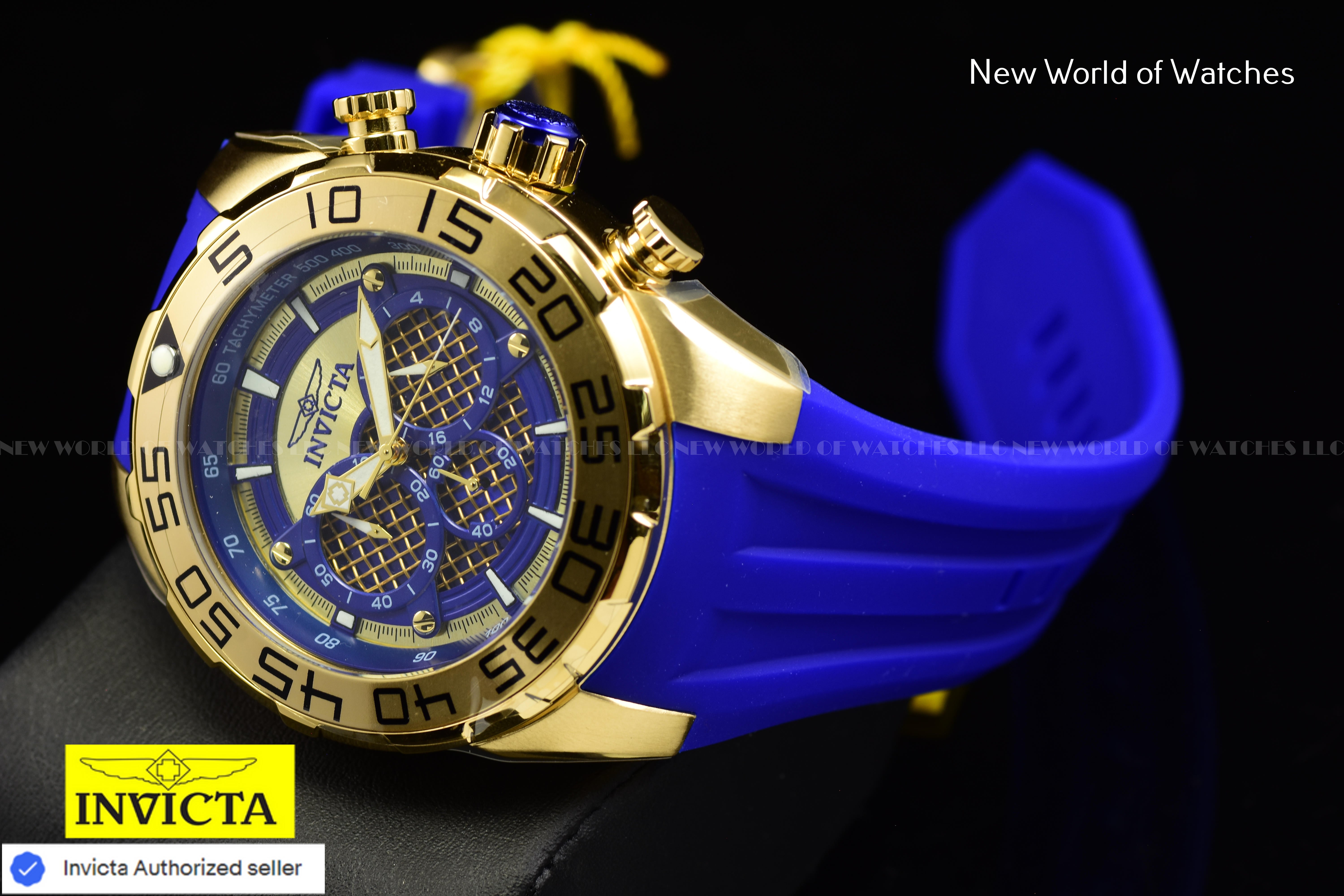 Invicta Men Speedway SCUBA 50mm Dark Blue Gold Quartz Japan Silicone Watch