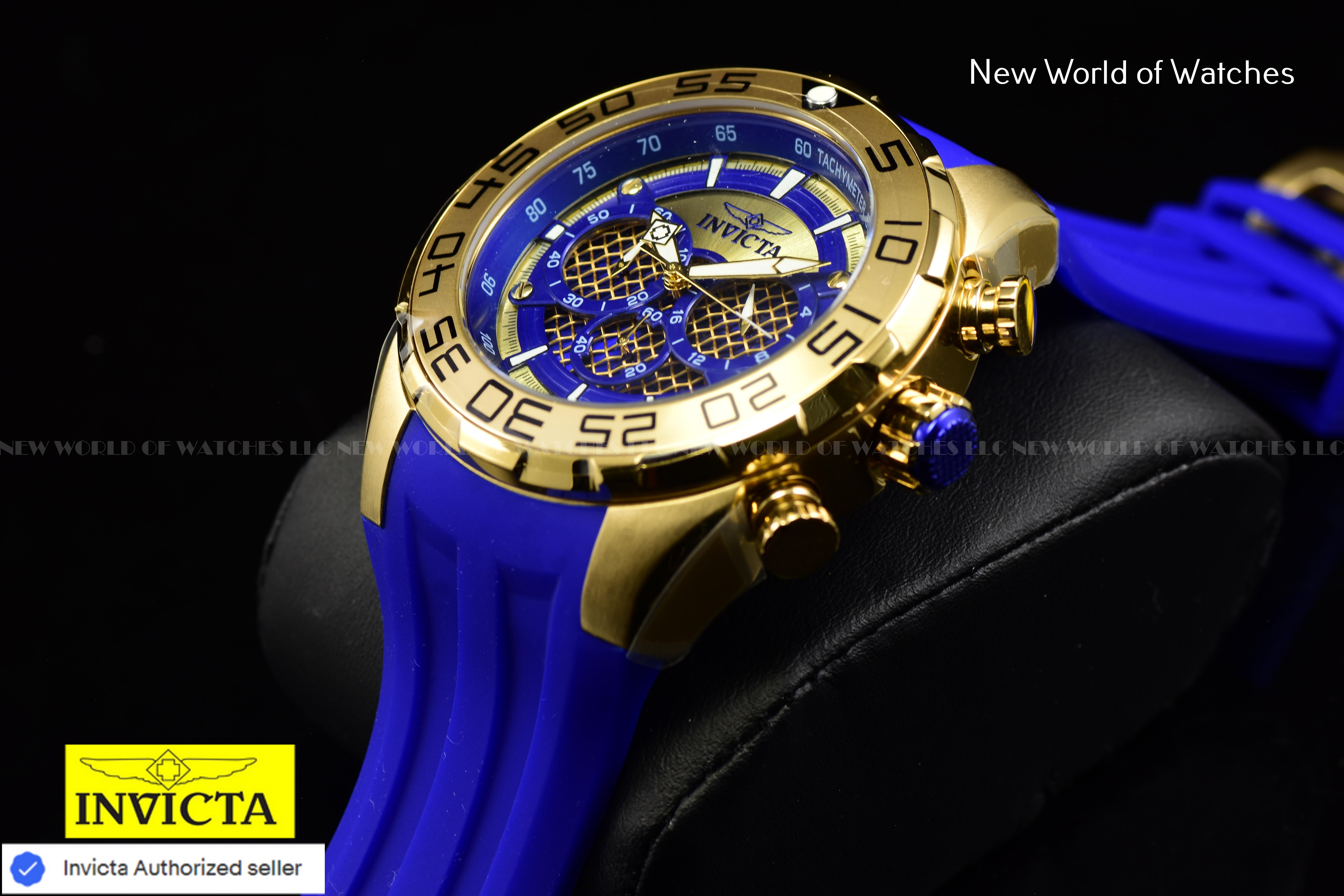 Invicta Men Speedway SCUBA 50mm Dark Blue Gold Quartz Japan Silicone Watch