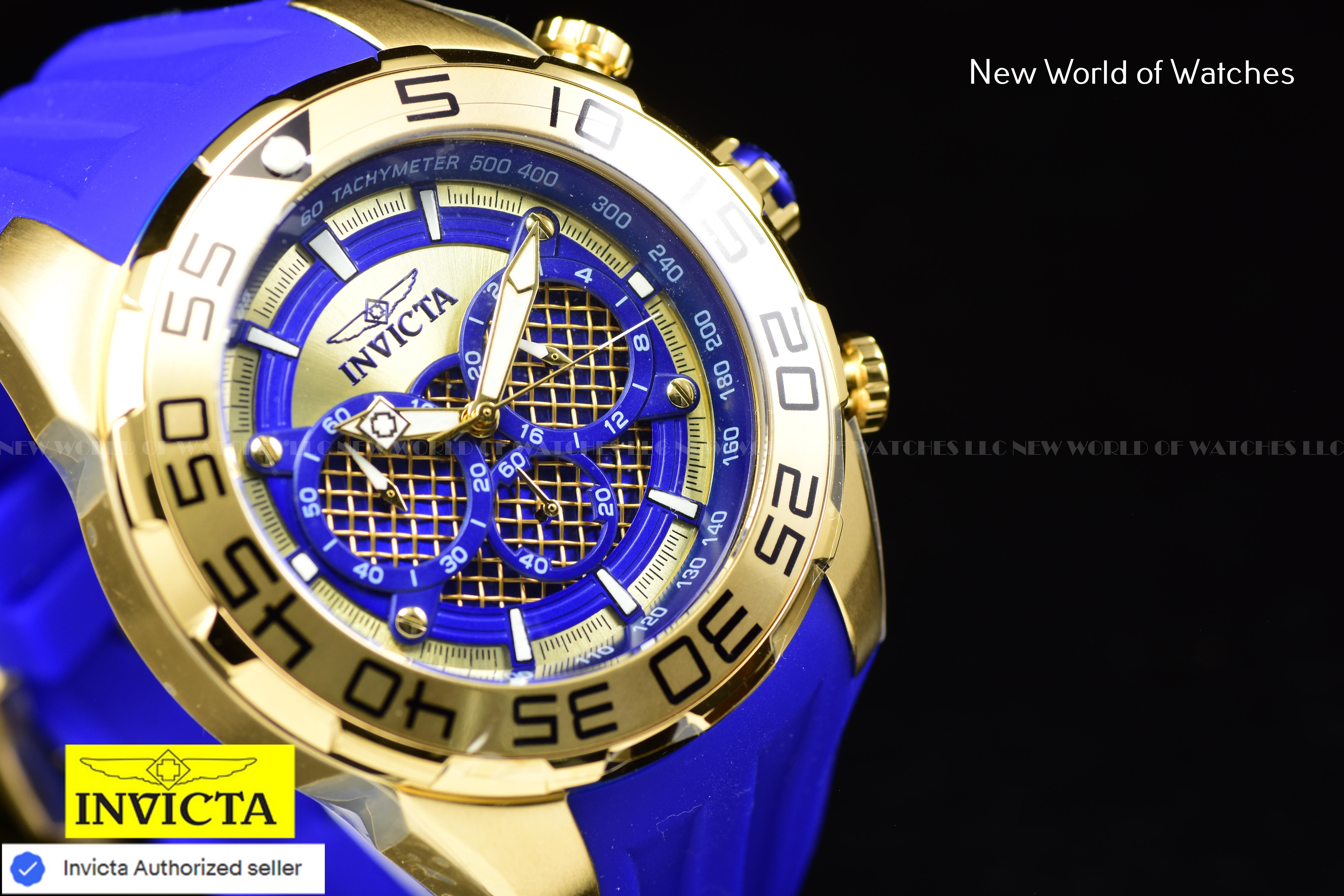 Invicta Men Speedway SCUBA 50mm Dark Blue Gold Quartz Japan Silicone Watch