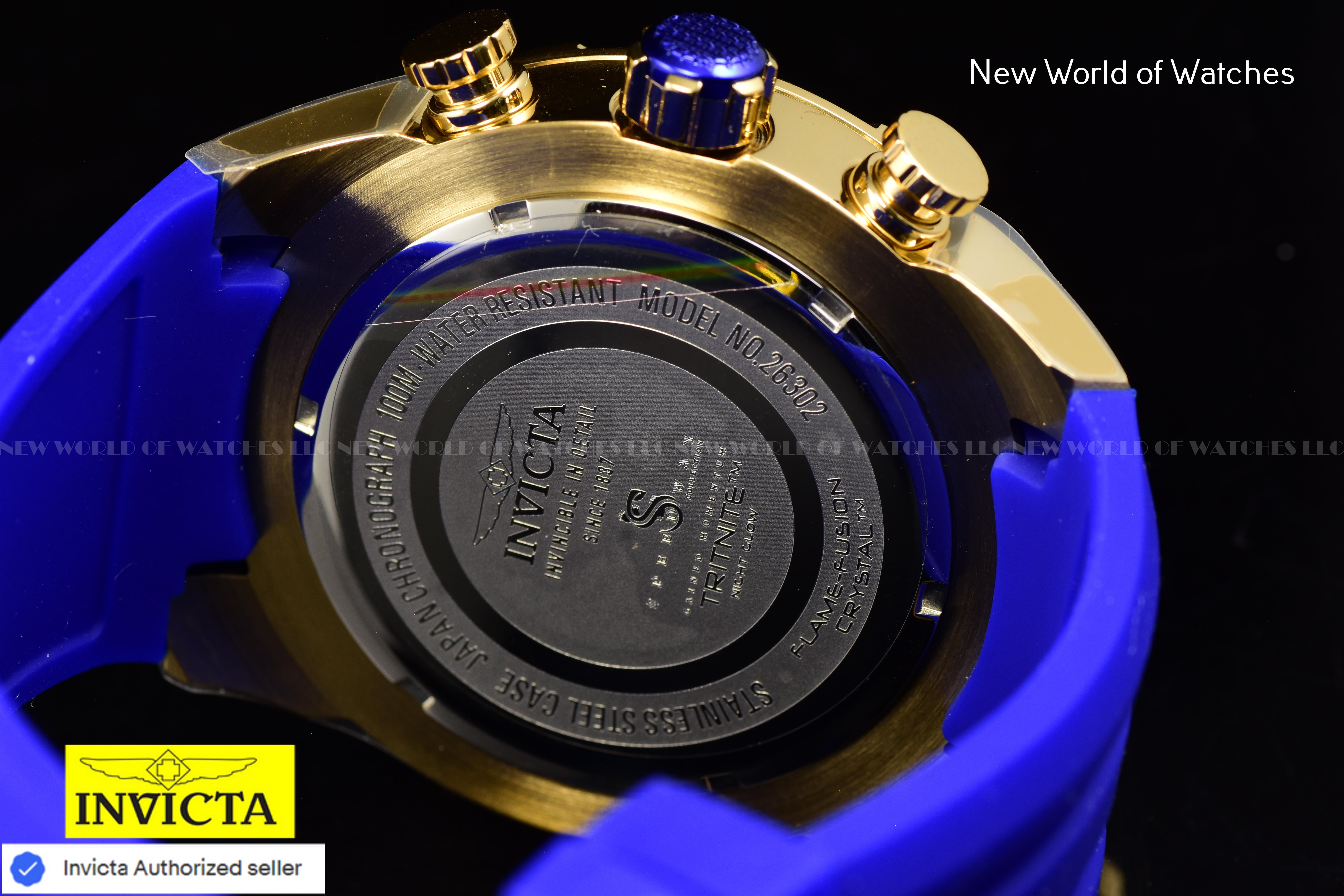 Invicta Men Speedway SCUBA 50mm Dark Blue Gold Quartz Japan Silicone Watch
