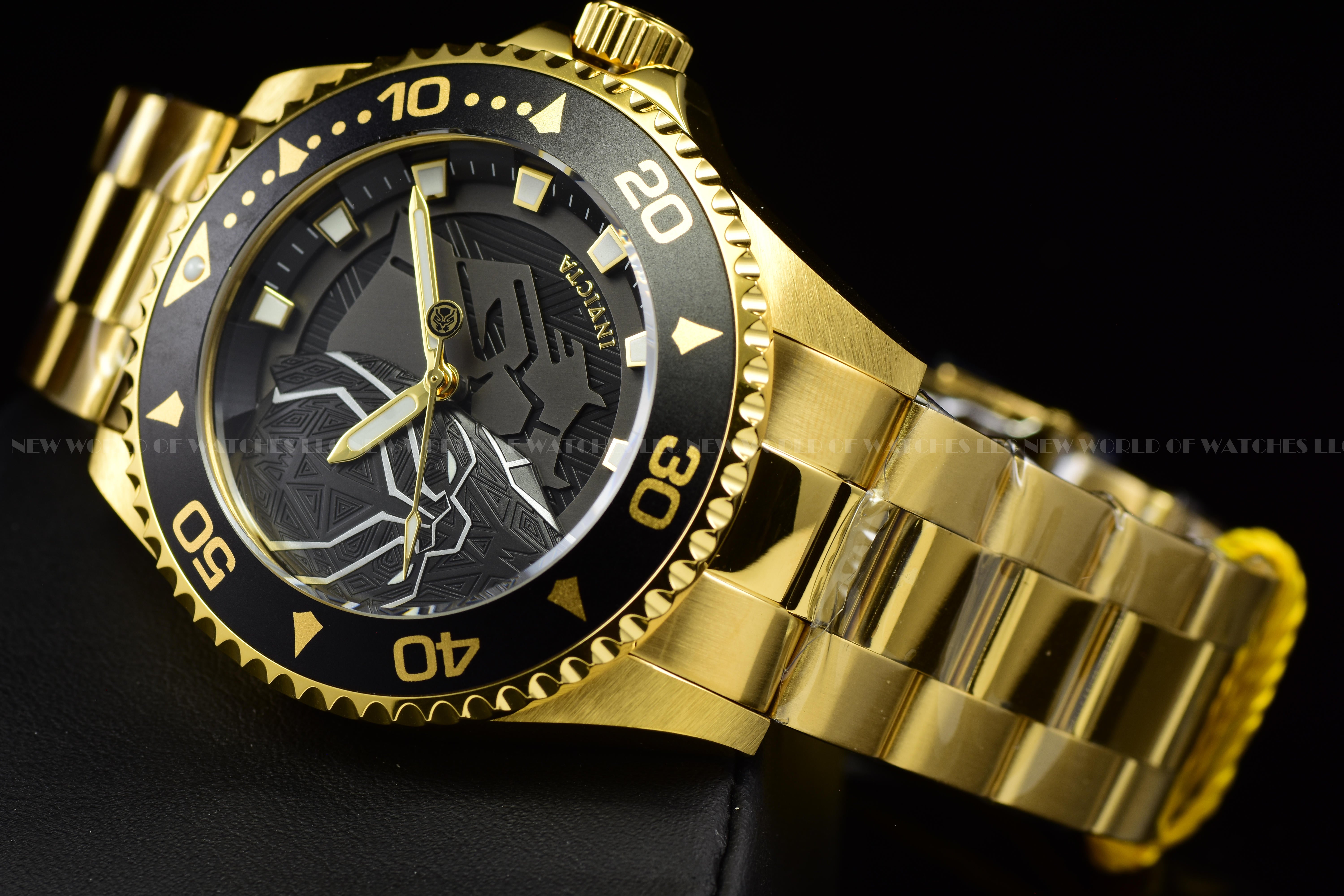 RARE Invicta Men's  Marvel BLACK PANTHER 44mm Limited Edition Gold Quartz Watch
