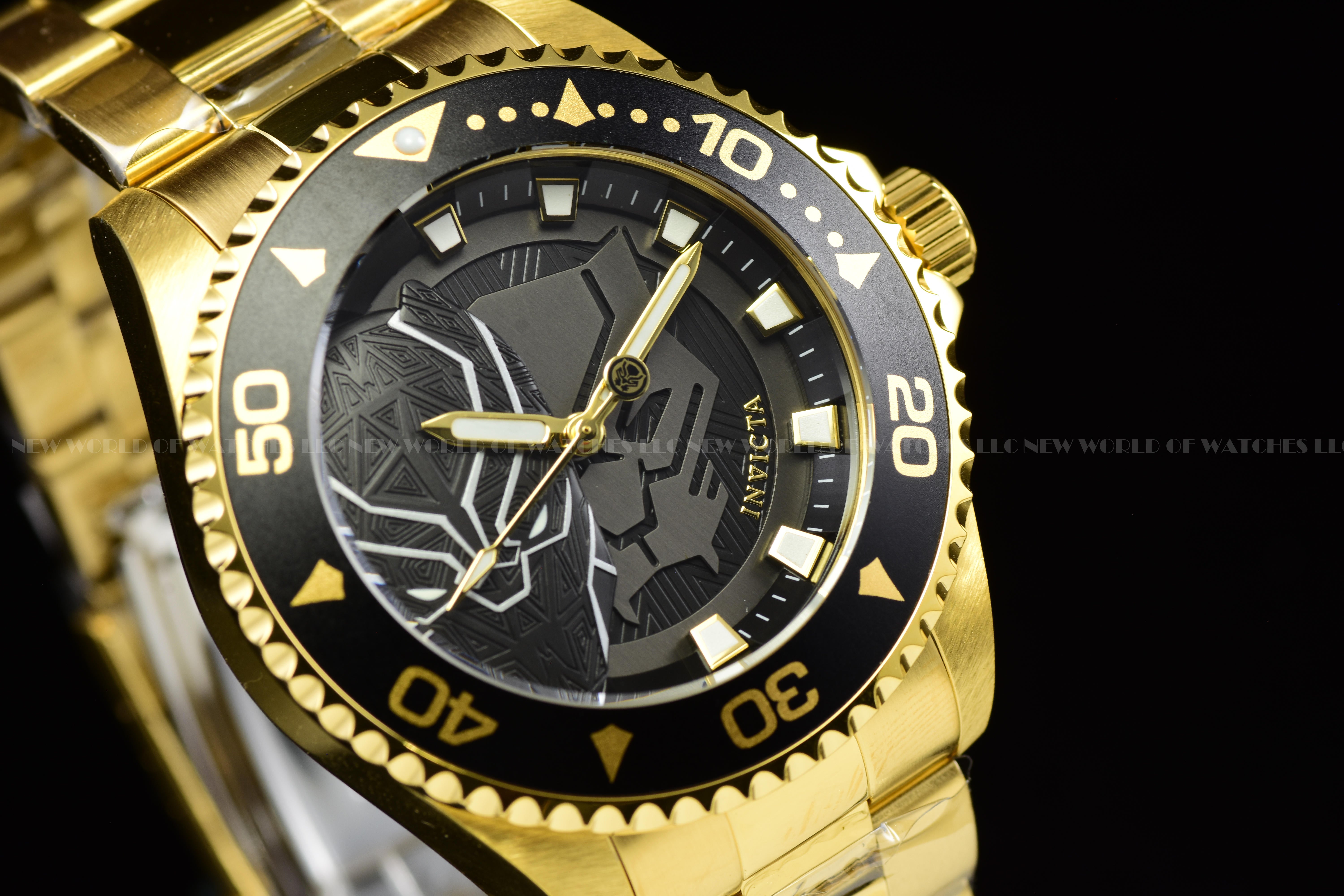 RARE Invicta Men's  Marvel BLACK PANTHER 44mm Limited Edition Gold Quartz Watch