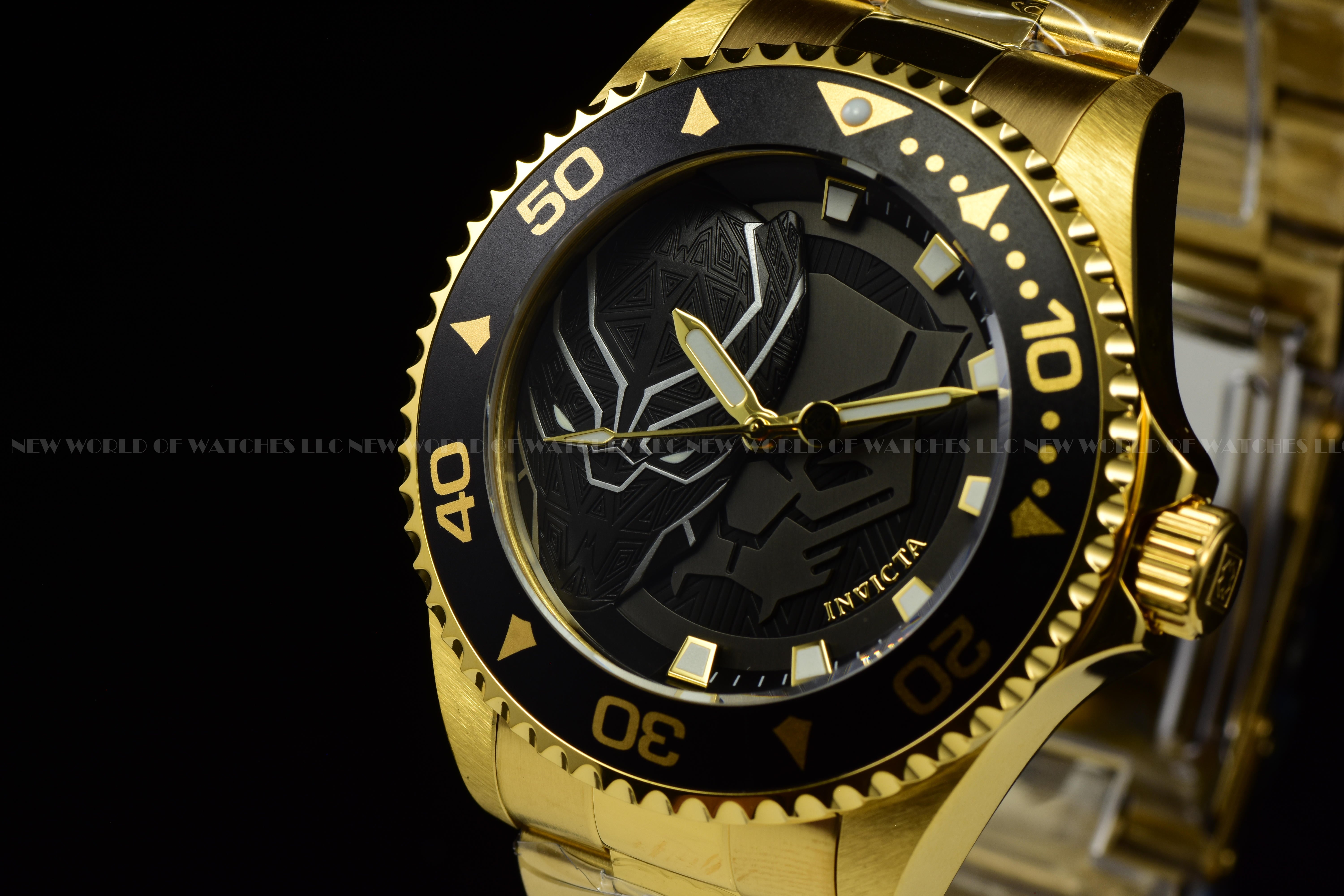 RARE Invicta Men's  Marvel BLACK PANTHER 44mm Limited Edition Gold Quartz Watch