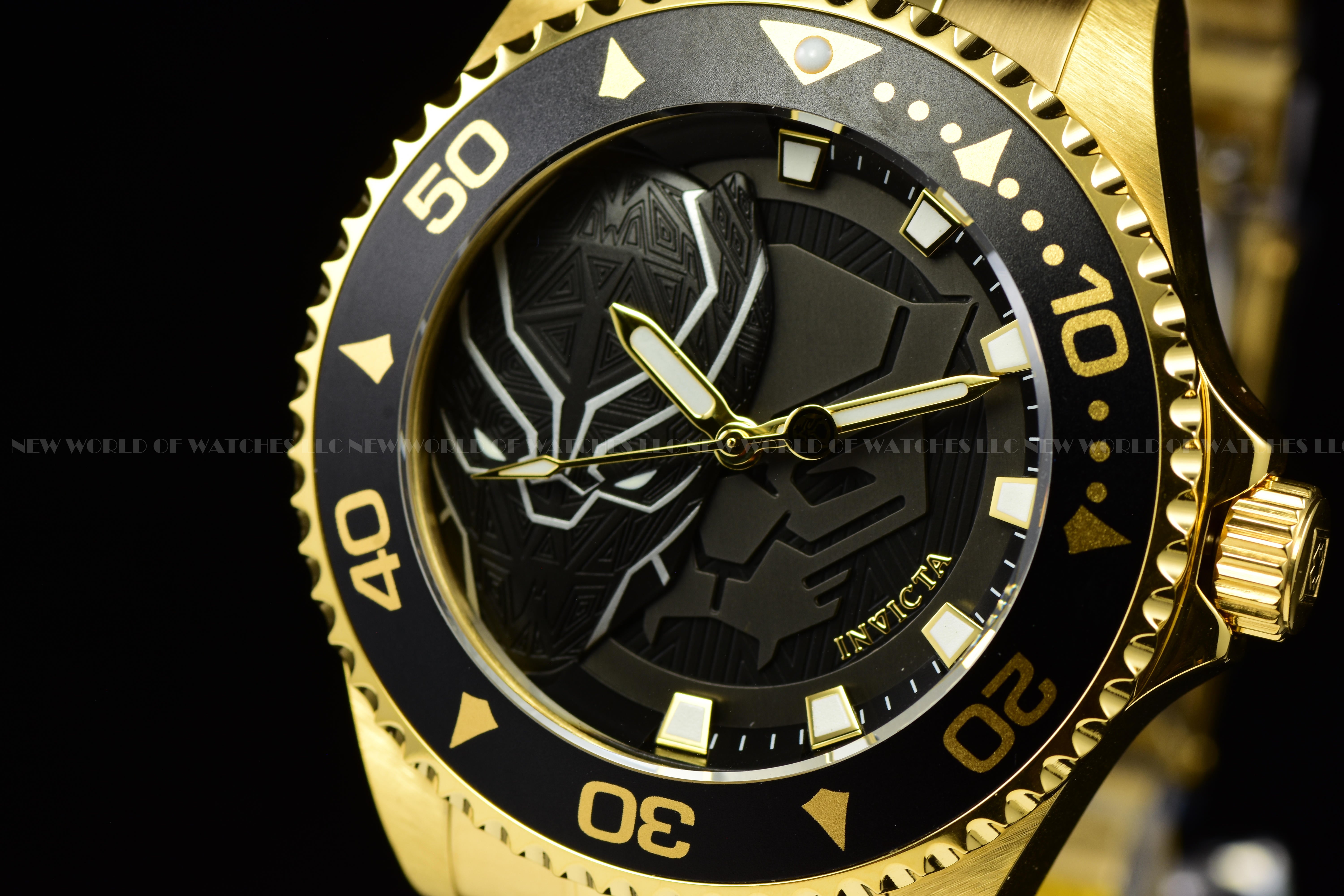 RARE Invicta Men's  Marvel BLACK PANTHER 44mm Limited Edition Gold Quartz Watch