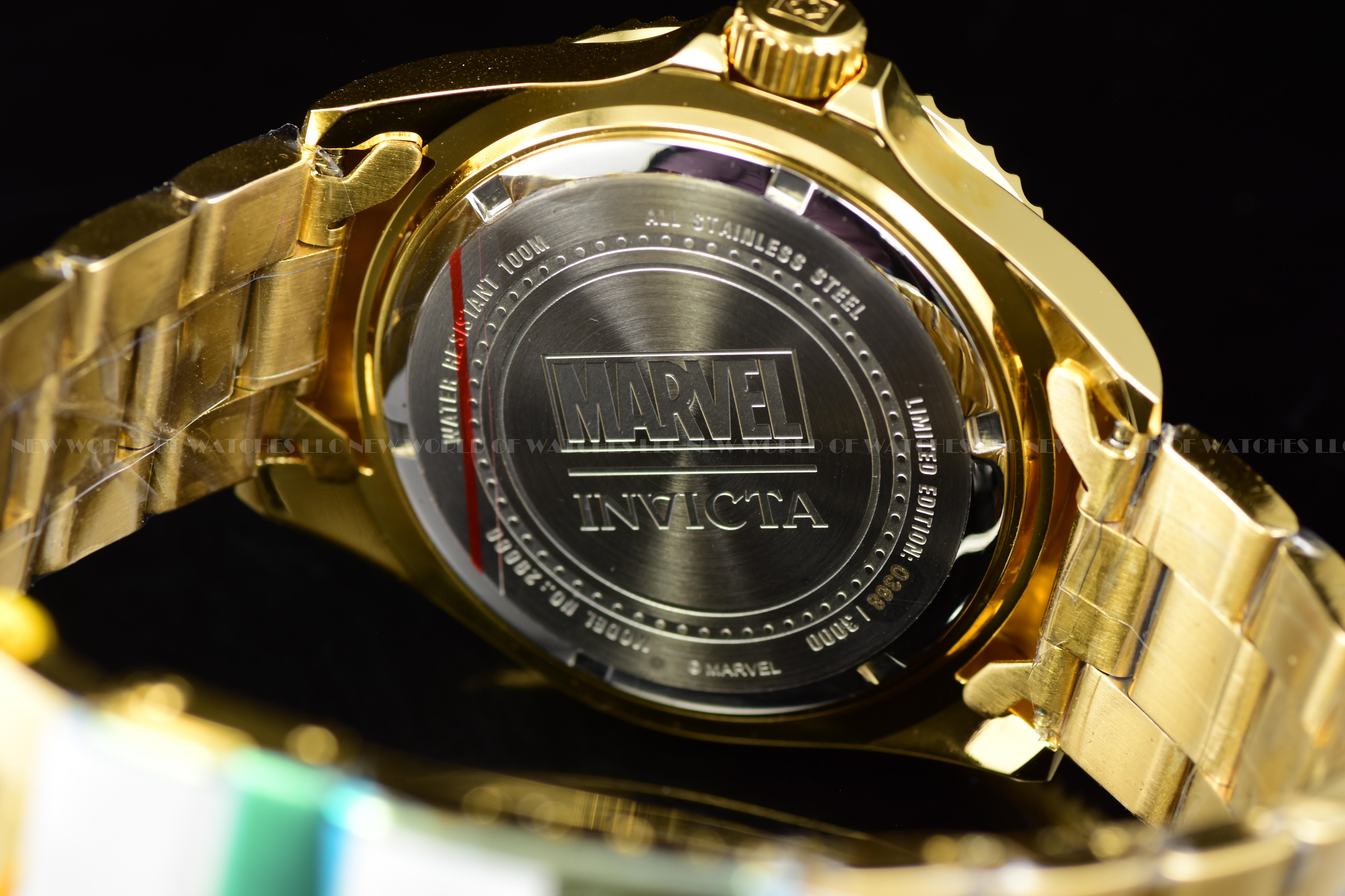 RARE Invicta Men's  Marvel BLACK PANTHER 44mm Limited Edition Gold Quartz Watch