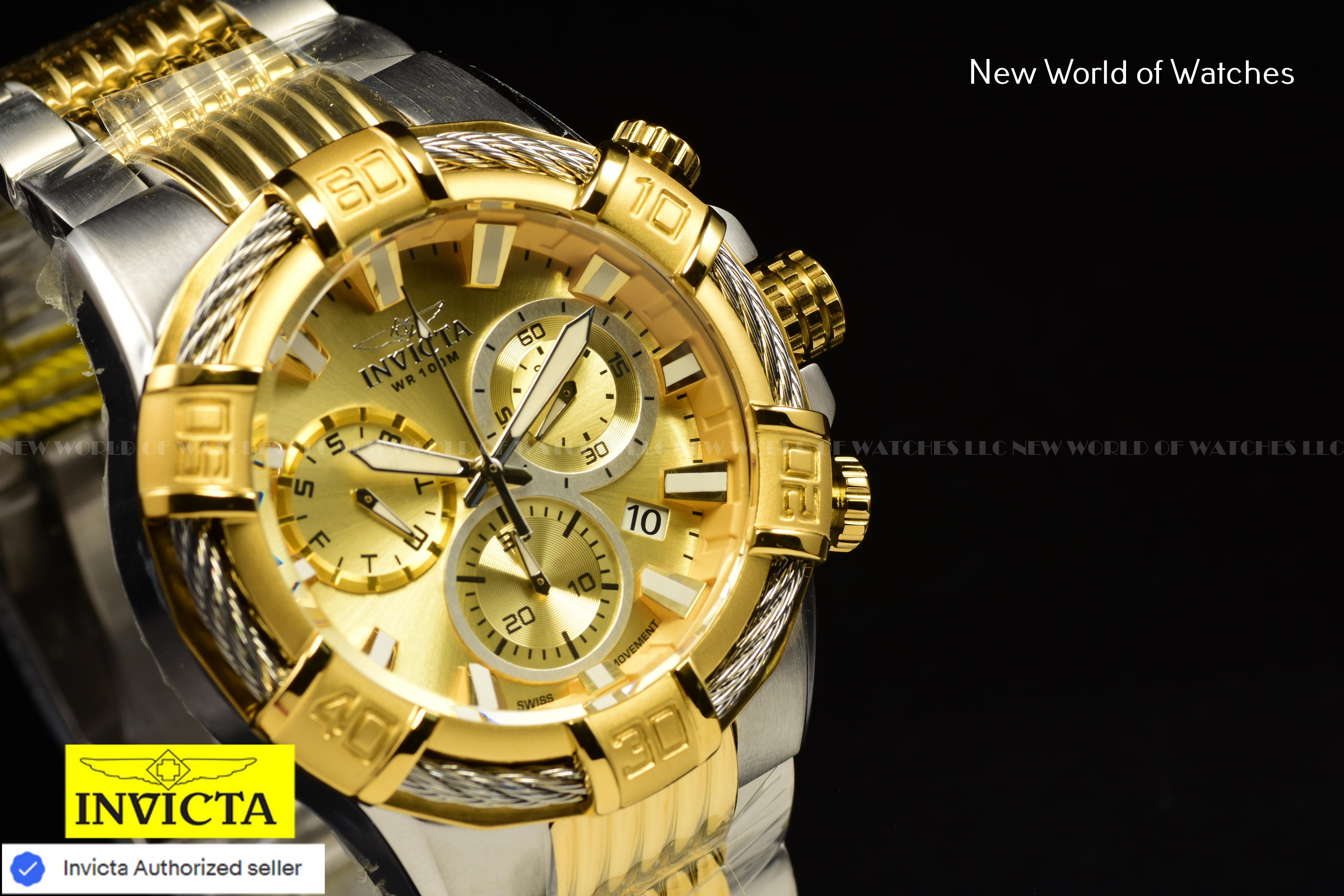 Invicta Bolt 51mm Two Tone Chronograph Stainless Steel Swiss Men's Watch