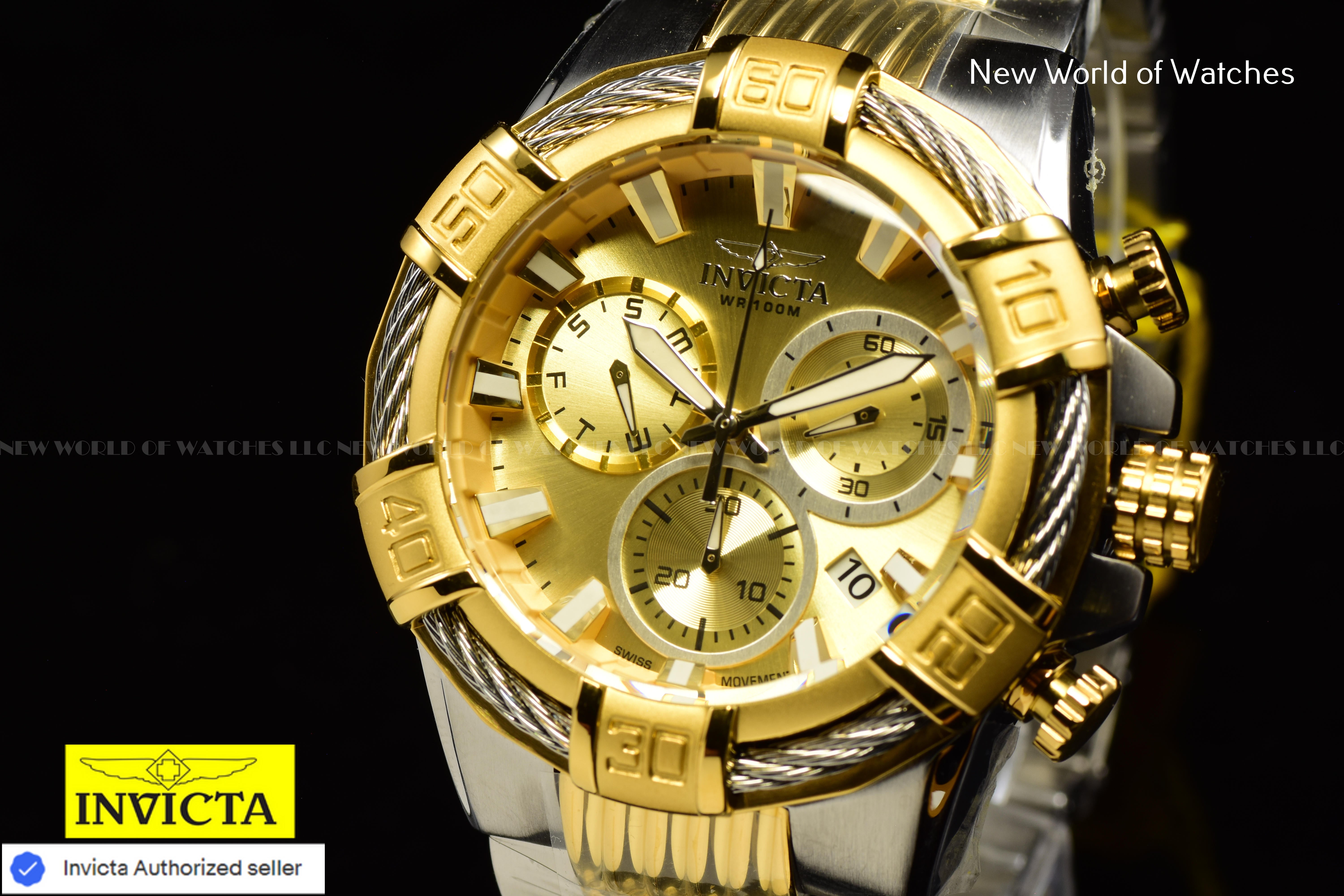 Invicta Bolt 51mm Two Tone Chronograph Stainless Steel Swiss Men's Watch