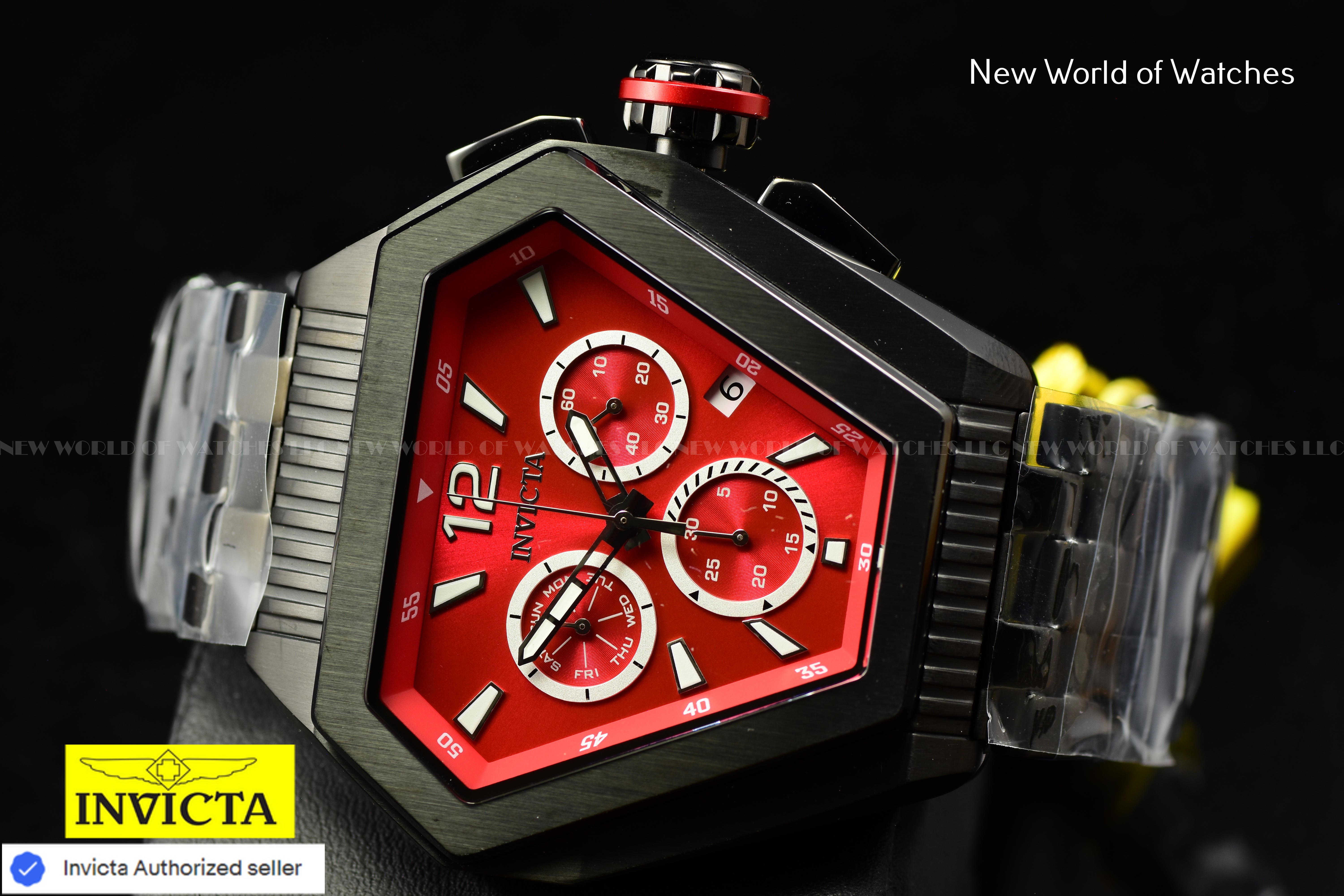 New Invicta Men's Speedway 53mm Quartz Bright Red Dial Black Bracelet Watch