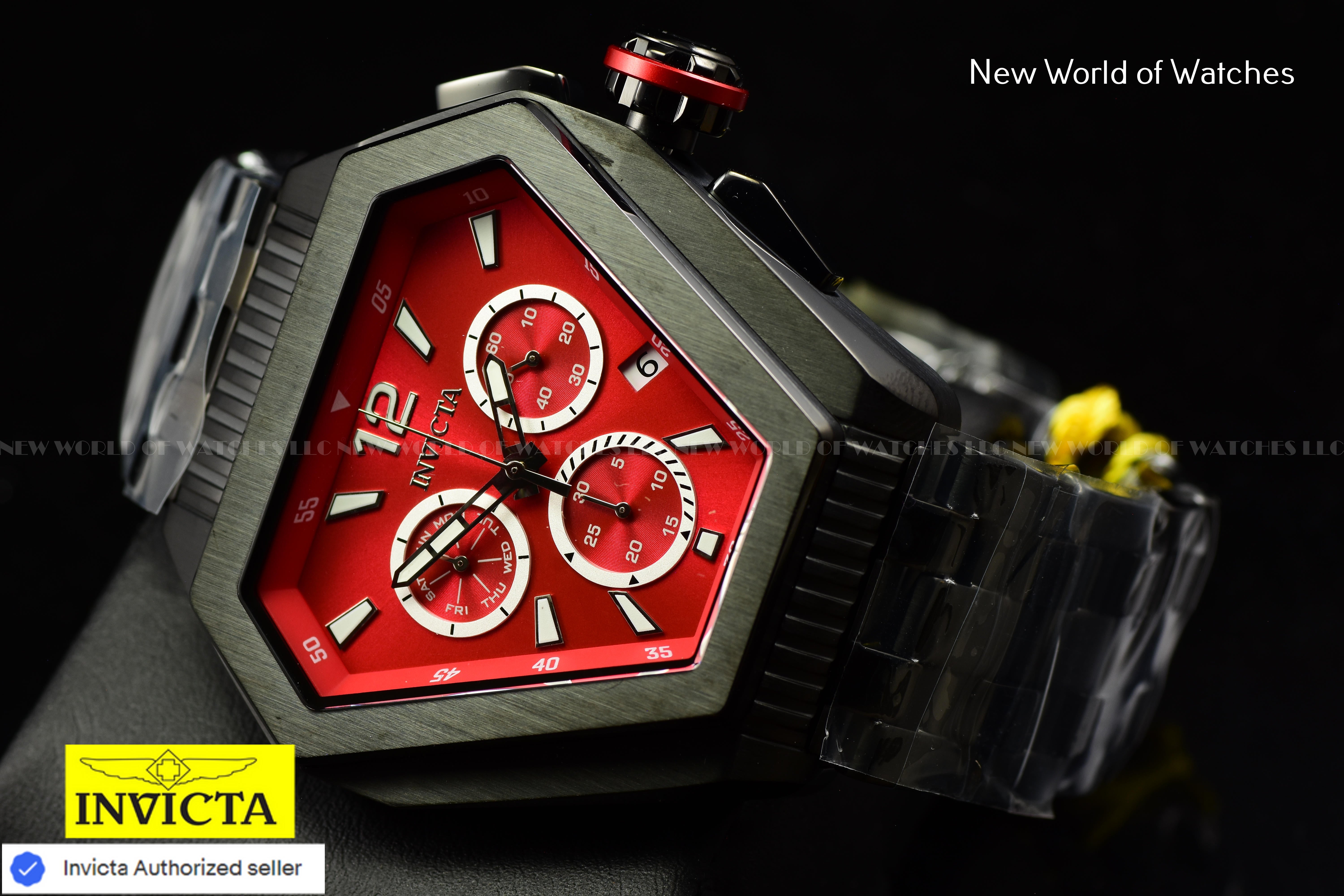 New Invicta Men's Speedway 53mm Quartz Bright Red Dial Black Bracelet Watch