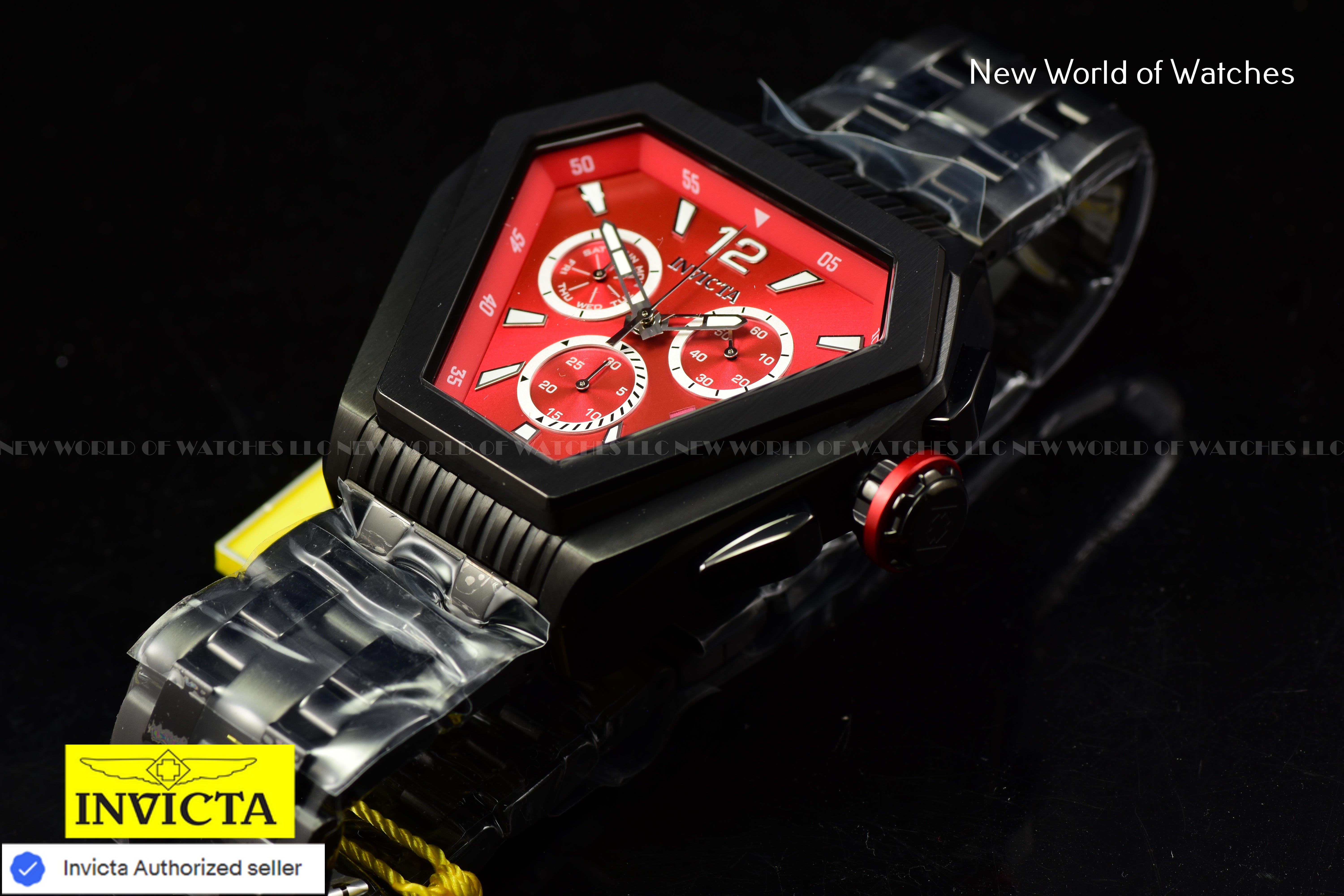 New Invicta Men's Speedway 53mm Quartz Bright Red Dial Black Bracelet Watch