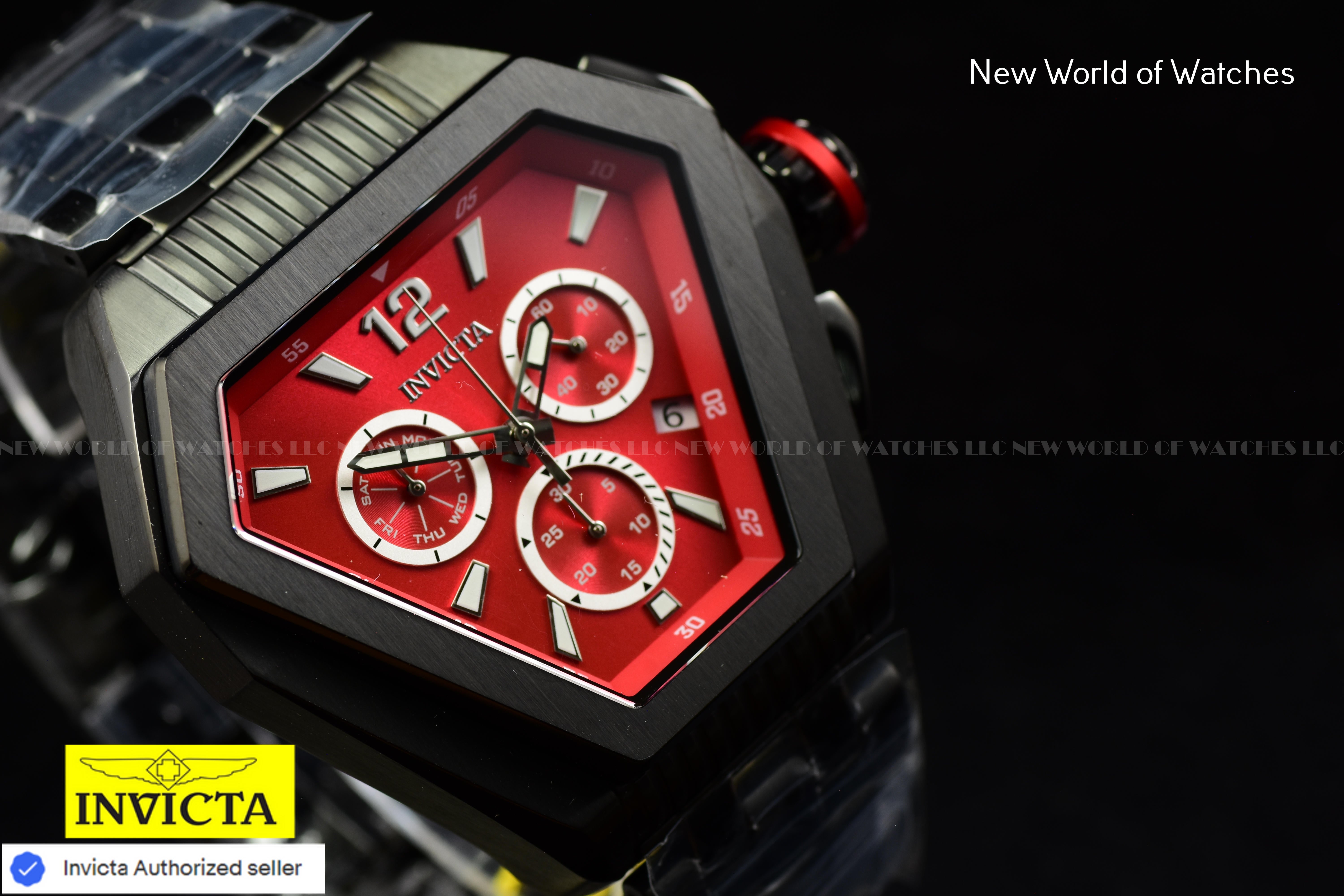 New Invicta Men's Speedway 53mm Quartz Bright Red Dial Black Bracelet Watch