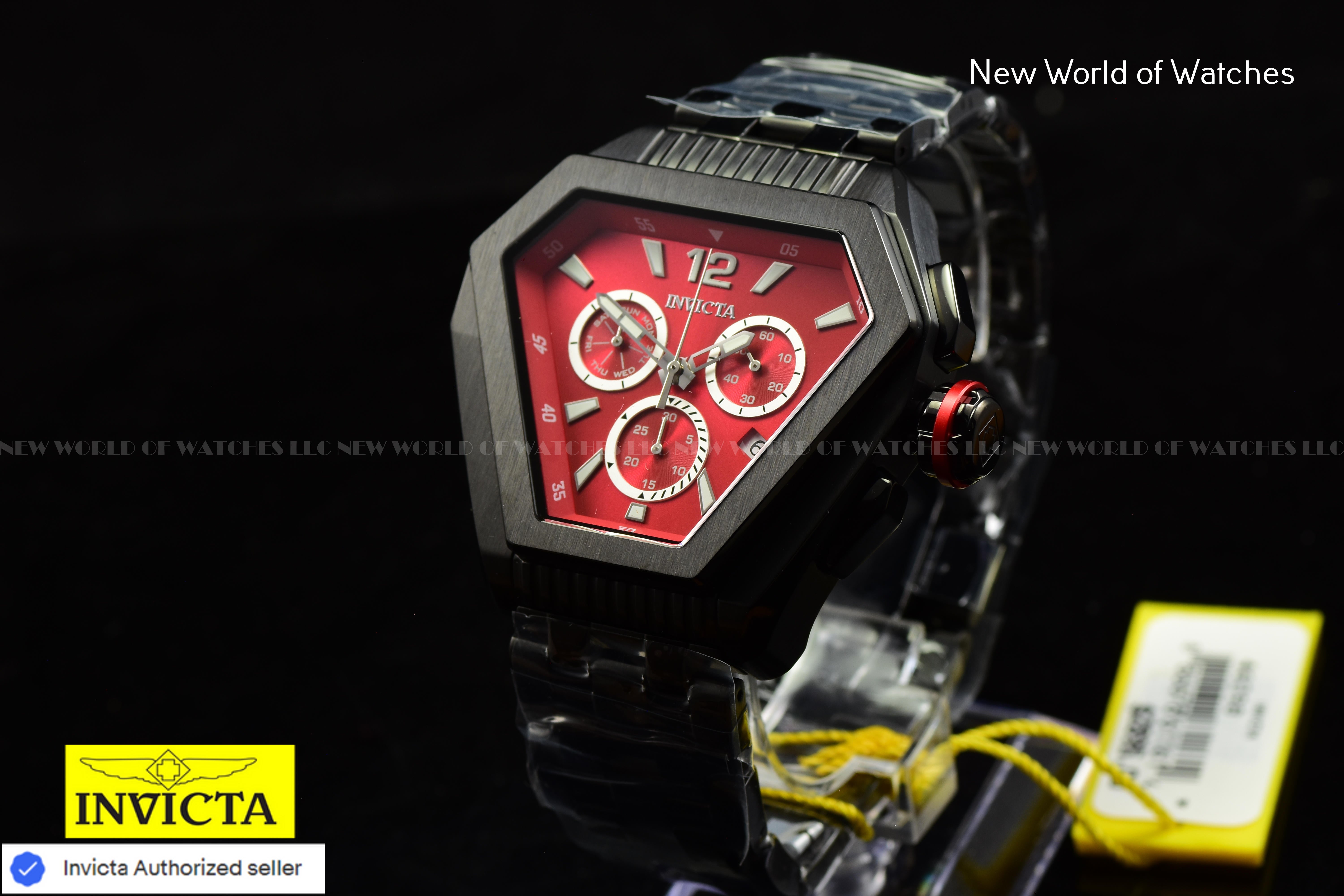 New Invicta Men's Speedway 53mm Quartz Bright Red Dial Black Bracelet Watch