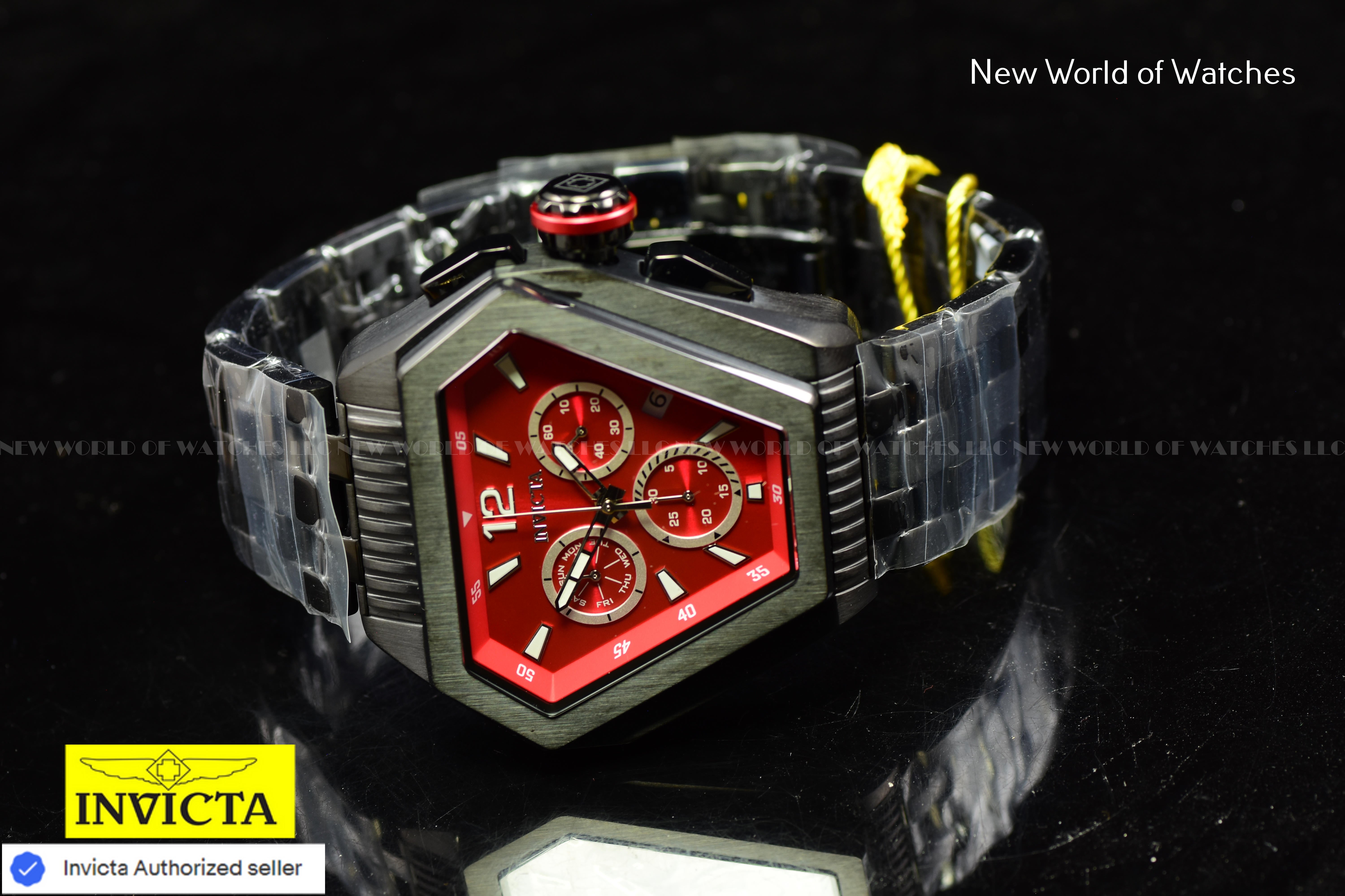 New Invicta Men's Speedway 53mm Quartz Bright Red Dial Black Bracelet Watch