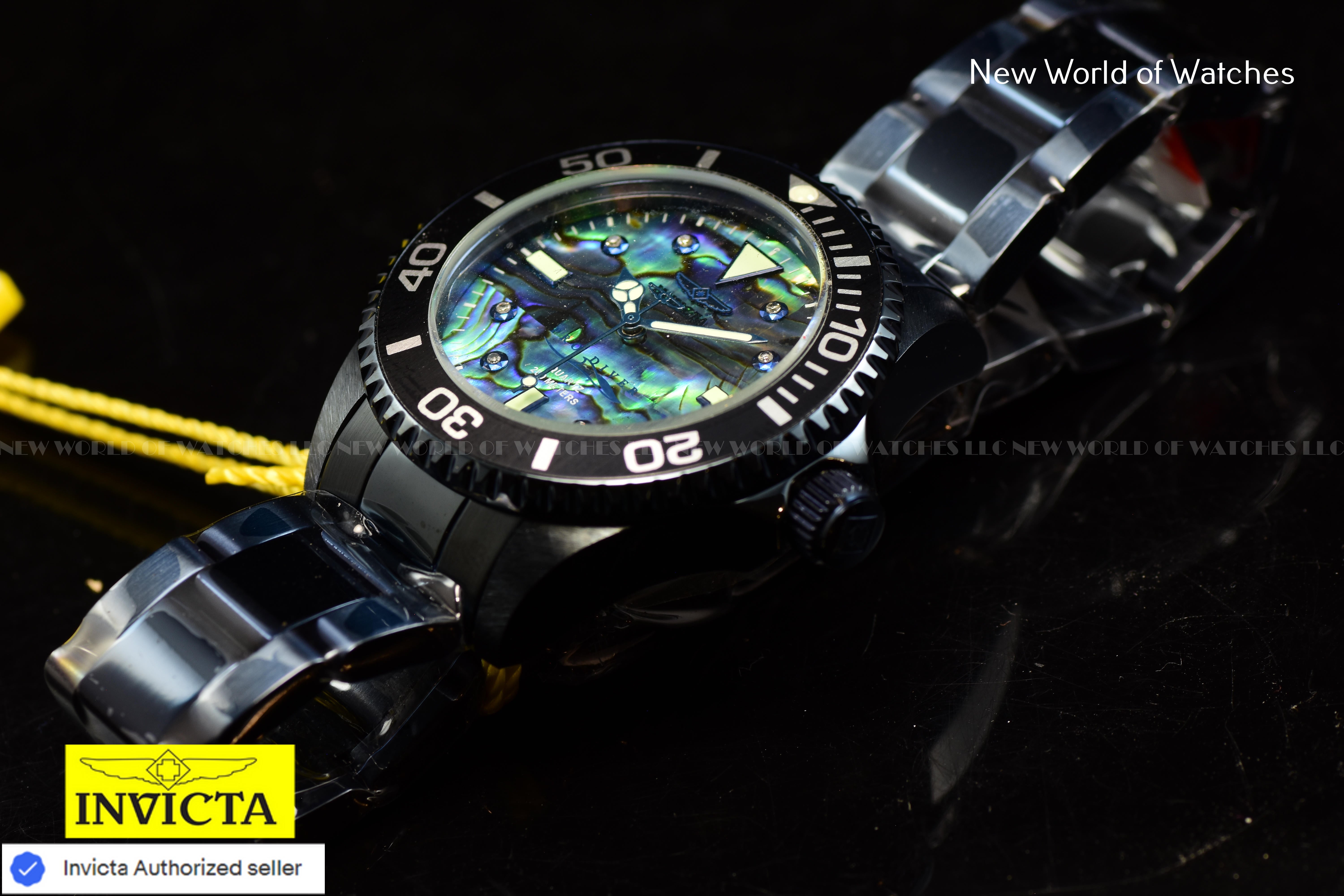Invicta Pro Diver 38mm Dark Blue 0.03 Carat DIAMOND Abalone Dial Watch 39428