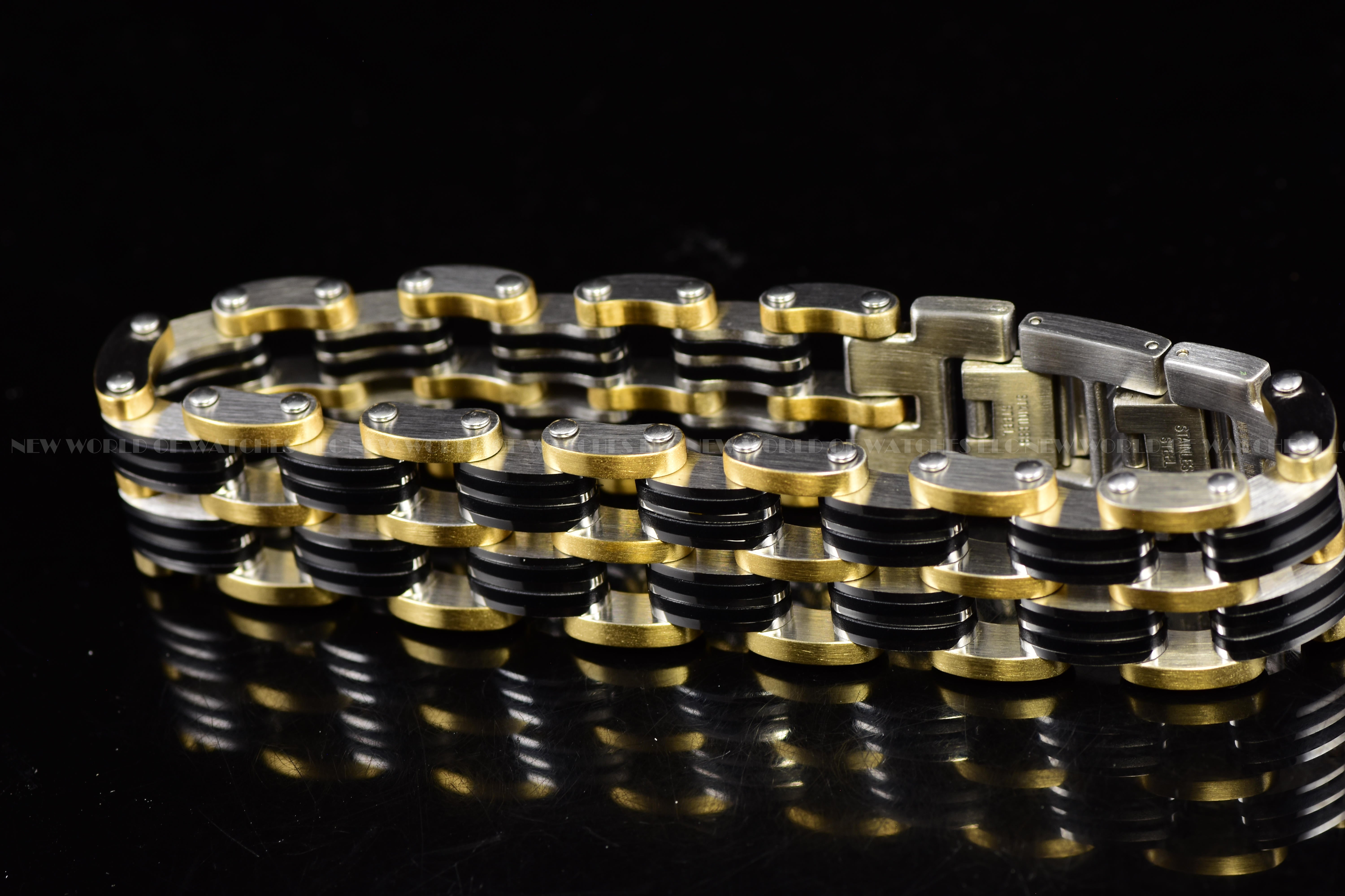 Invicta Men's Elements GOLD/BLACK Stainless Steel Chain Bracelet-30342 NEW