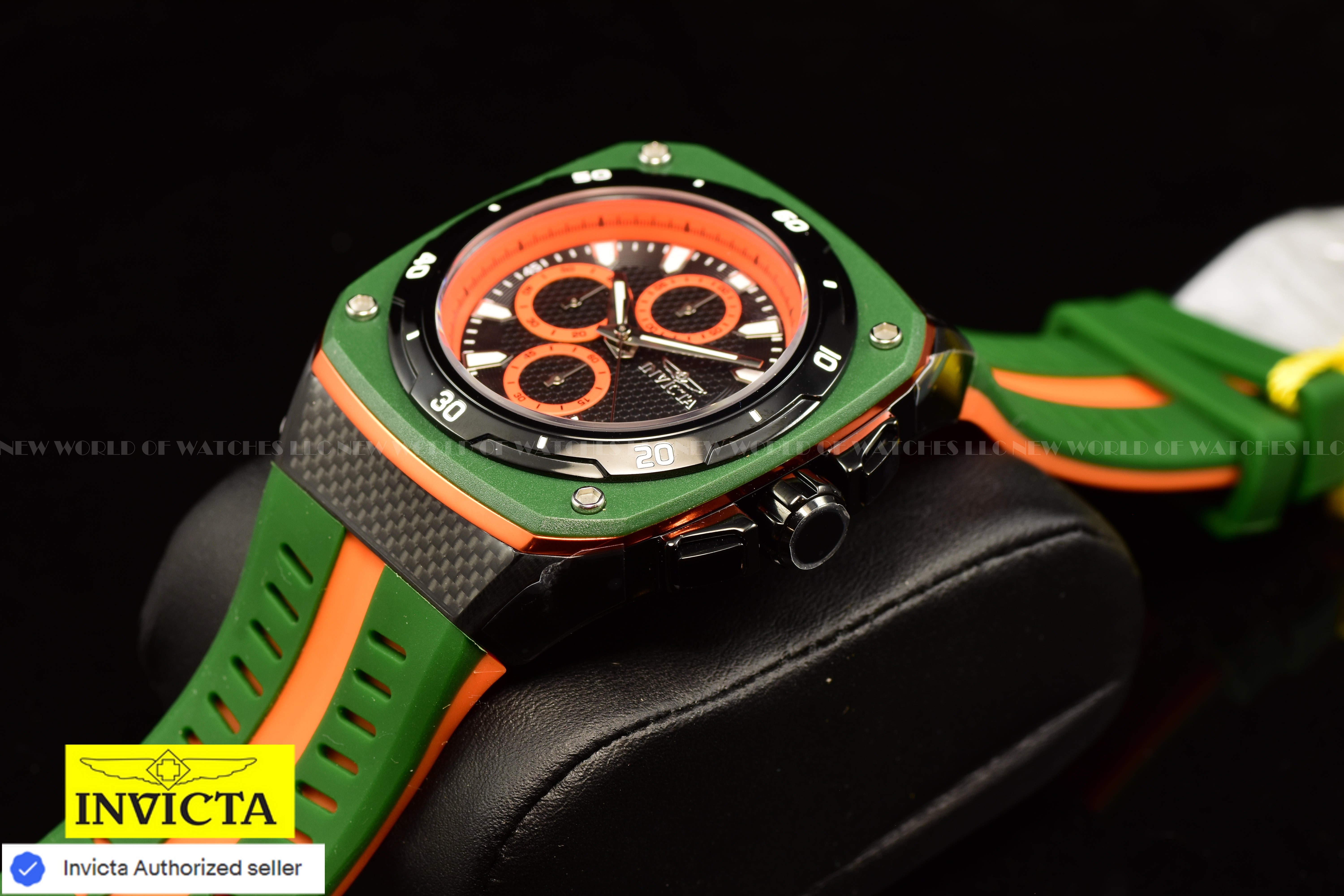 NEW Invicta Men's 46mm SPEEDWAY SUPERCHARGER Chrono Orange Green Tone SS Watch