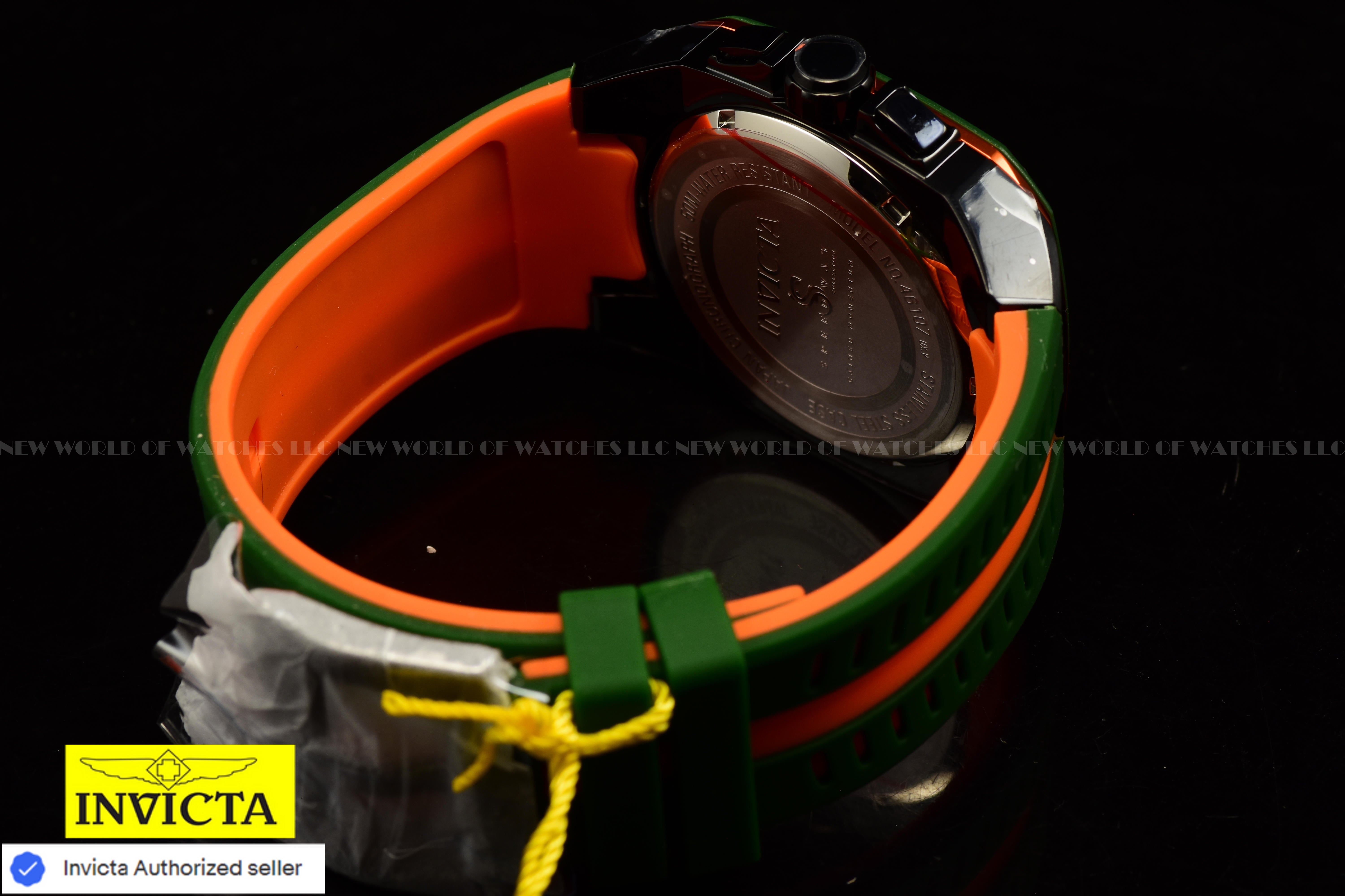 NEW Invicta Men's 46mm SPEEDWAY SUPERCHARGER Chrono Orange Green Tone SS Watch