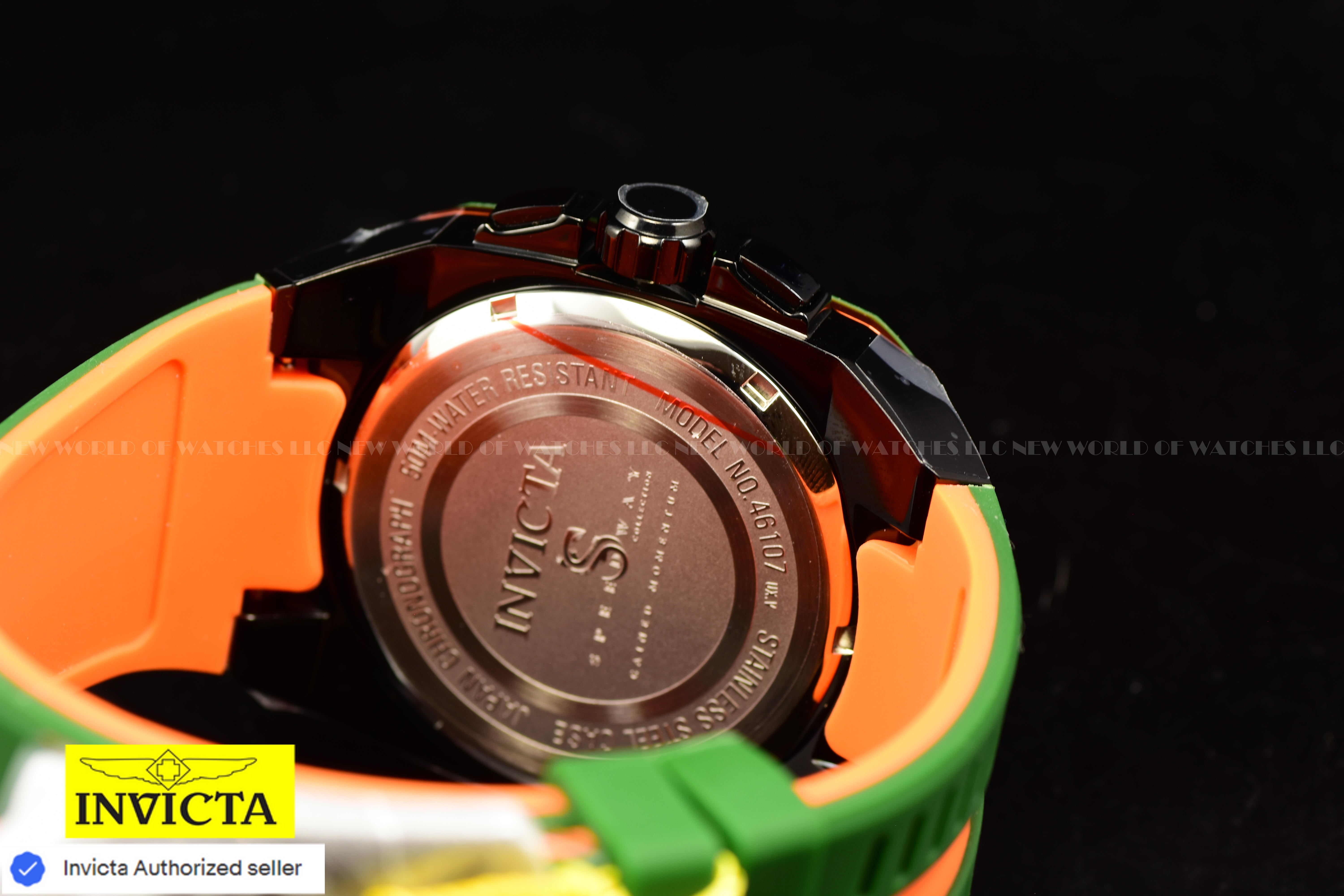 NEW Invicta Men's 46mm SPEEDWAY SUPERCHARGER Chrono Orange Green Tone SS Watch