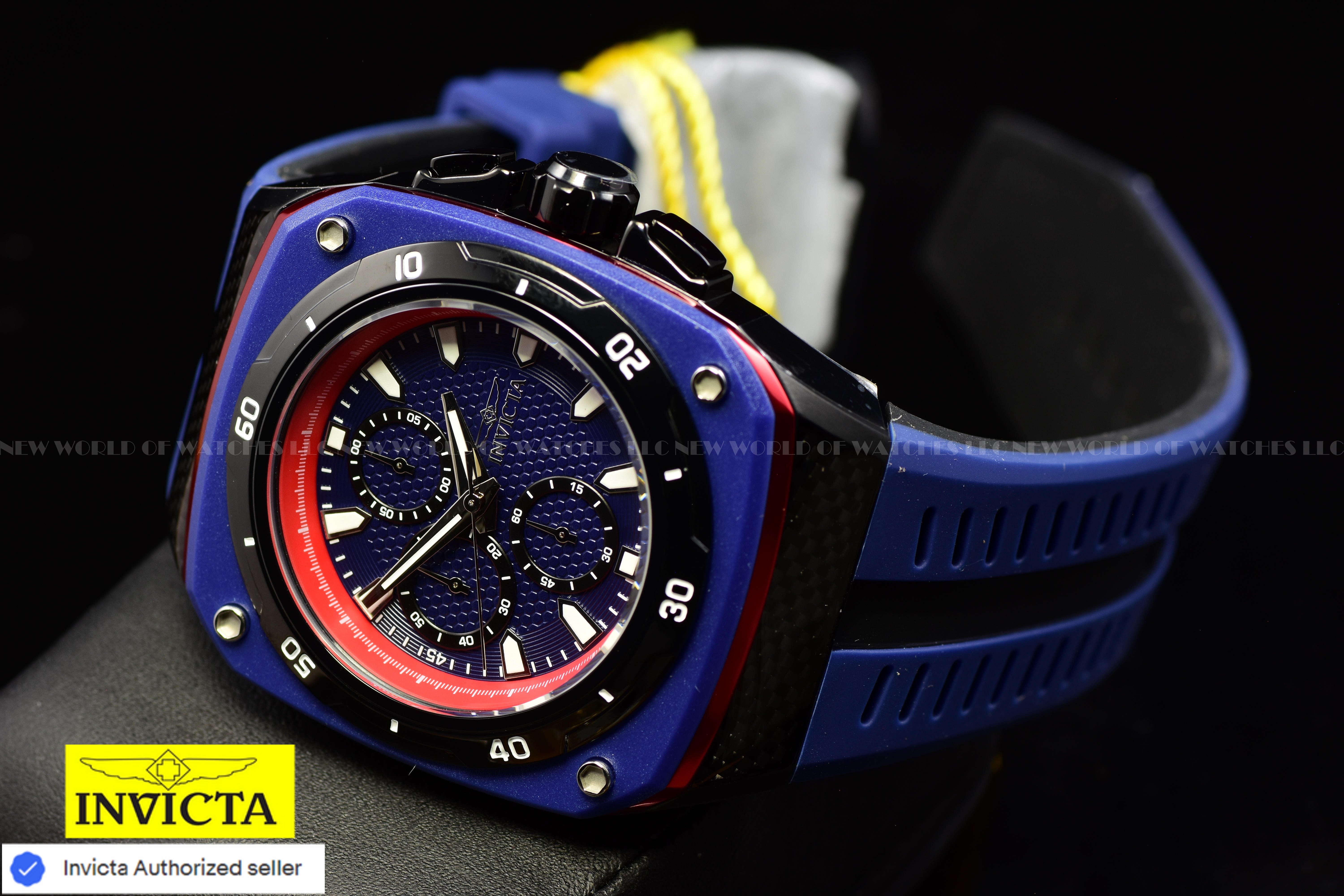 NEW Invicta Men's 46mm SPEEDWAY SUPERCHARGER Chrono BLUE DIAL Blue Tone SS Watch
