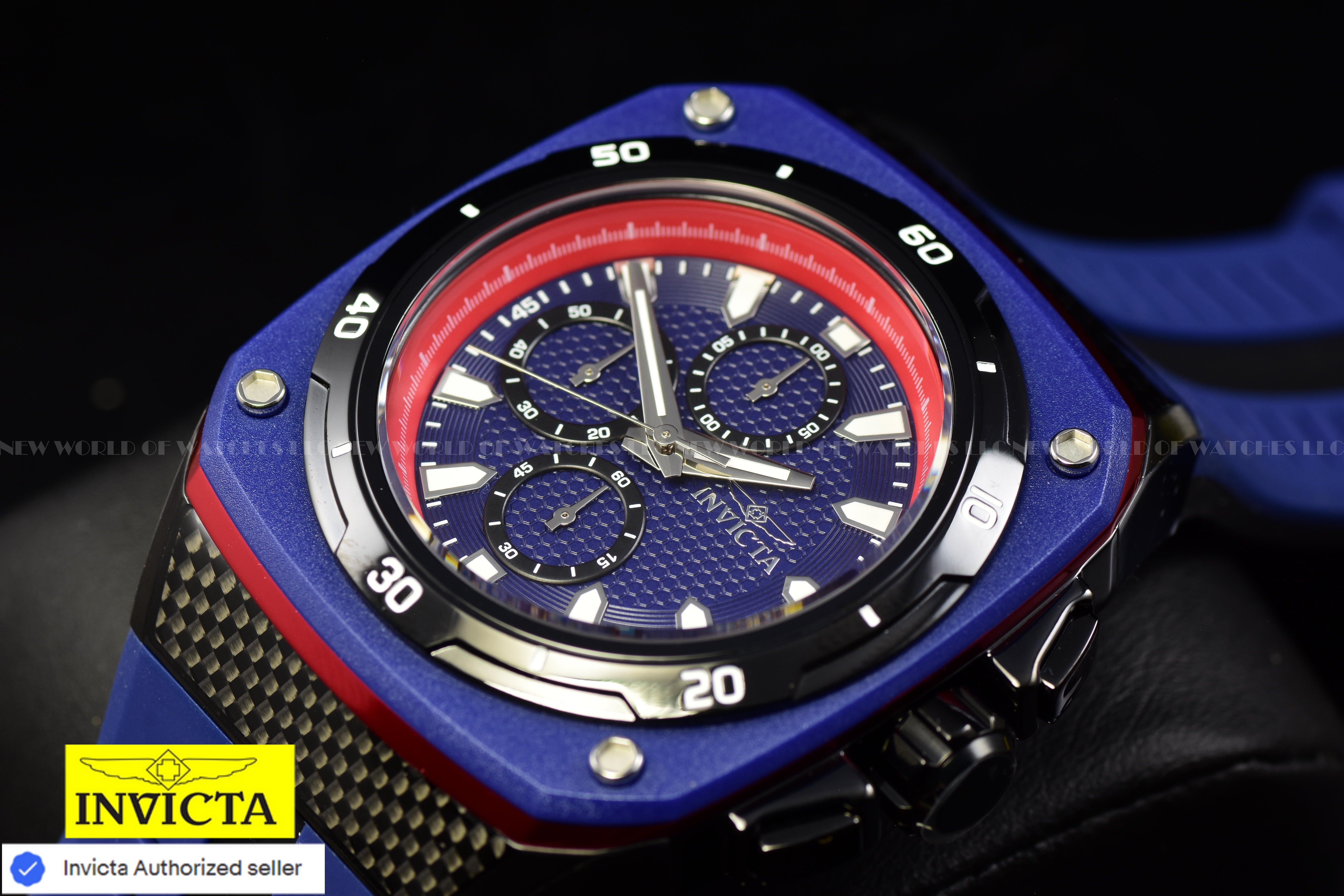 NEW Invicta Men's 46mm SPEEDWAY SUPERCHARGER Chrono BLUE DIAL Blue Tone SS Watch