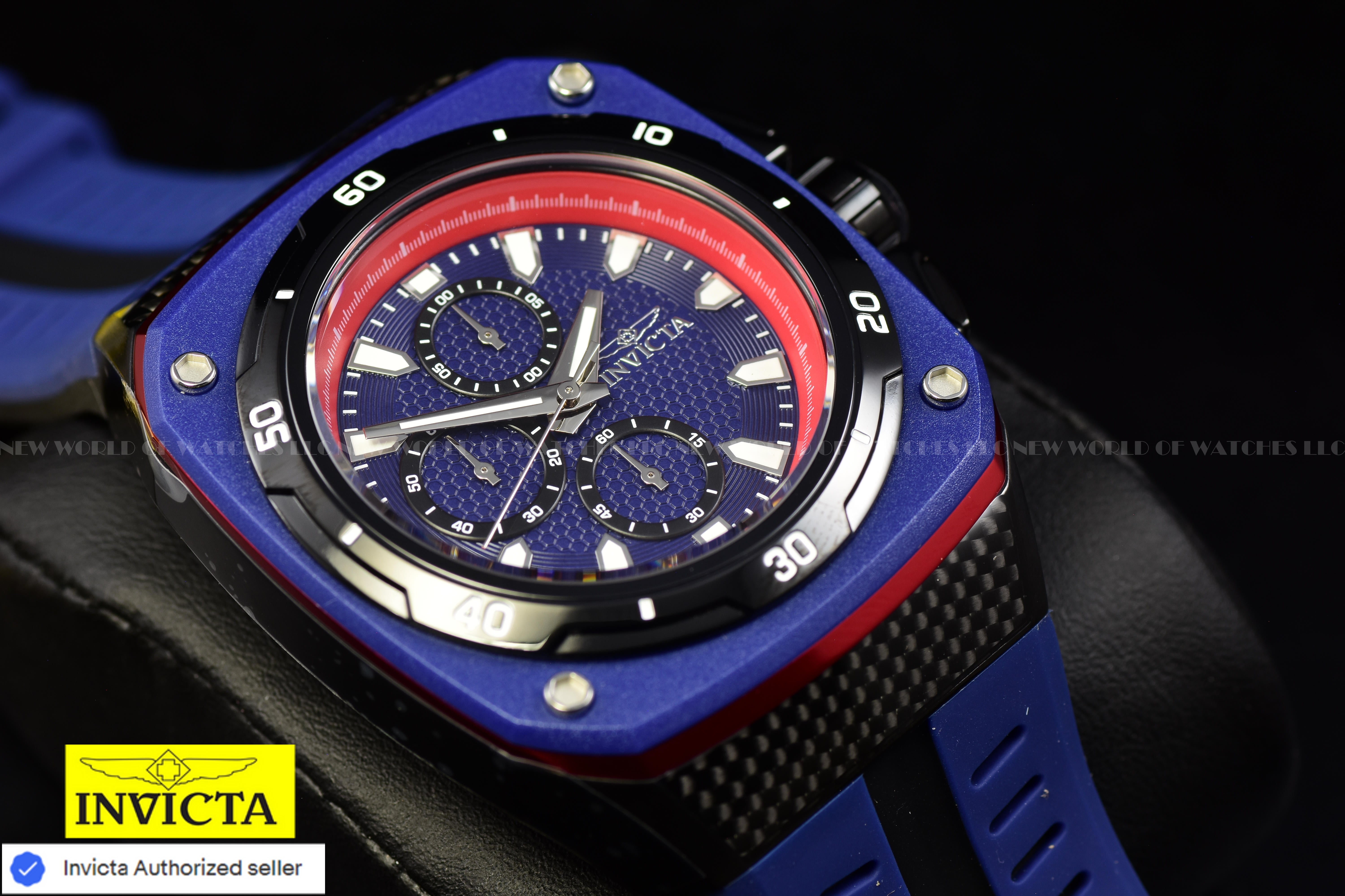 NEW Invicta Men's 46mm SPEEDWAY SUPERCHARGER Chrono BLUE DIAL Blue Tone SS Watch
