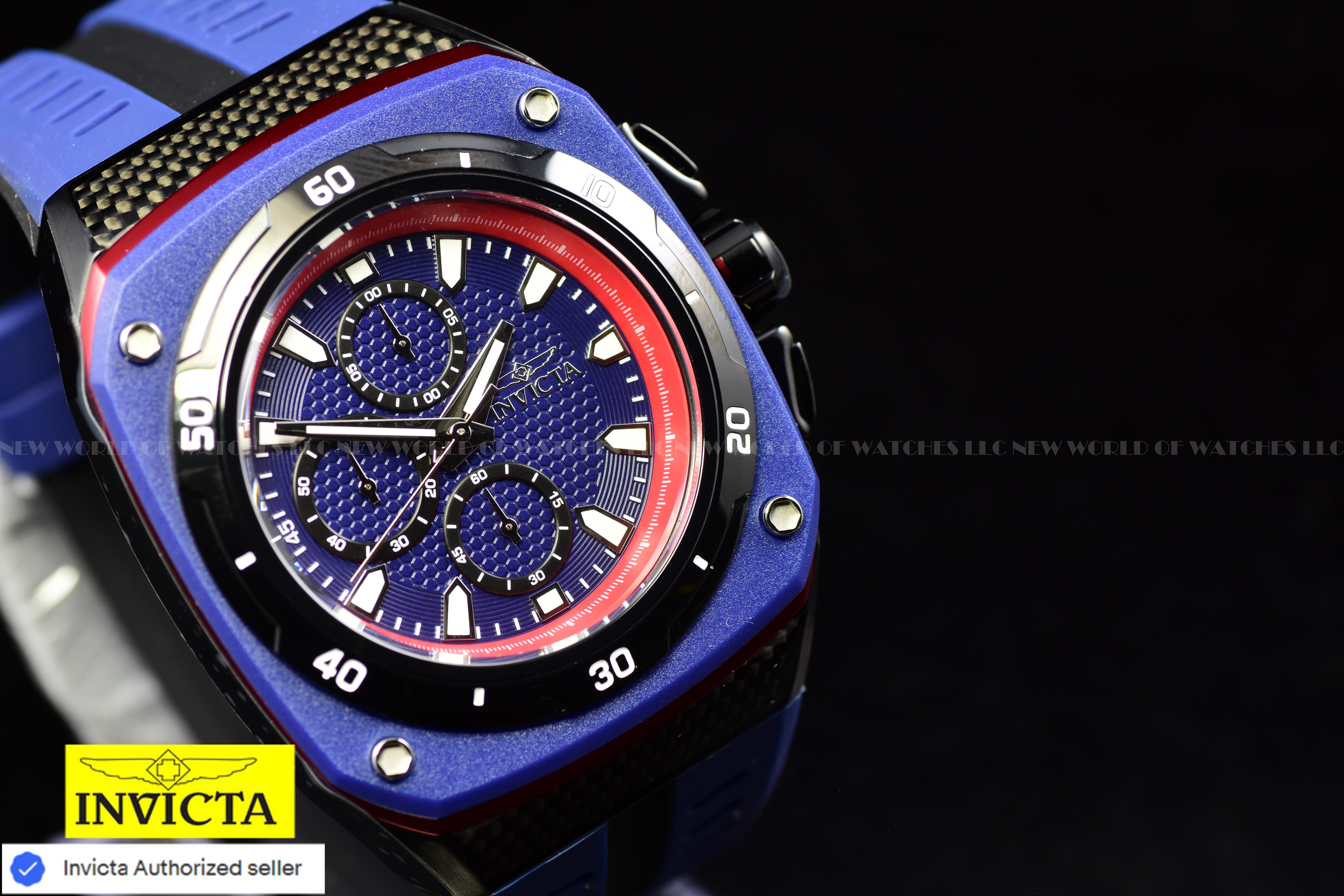NEW Invicta Men's 46mm SPEEDWAY SUPERCHARGER Chrono BLUE DIAL Blue Tone SS Watch