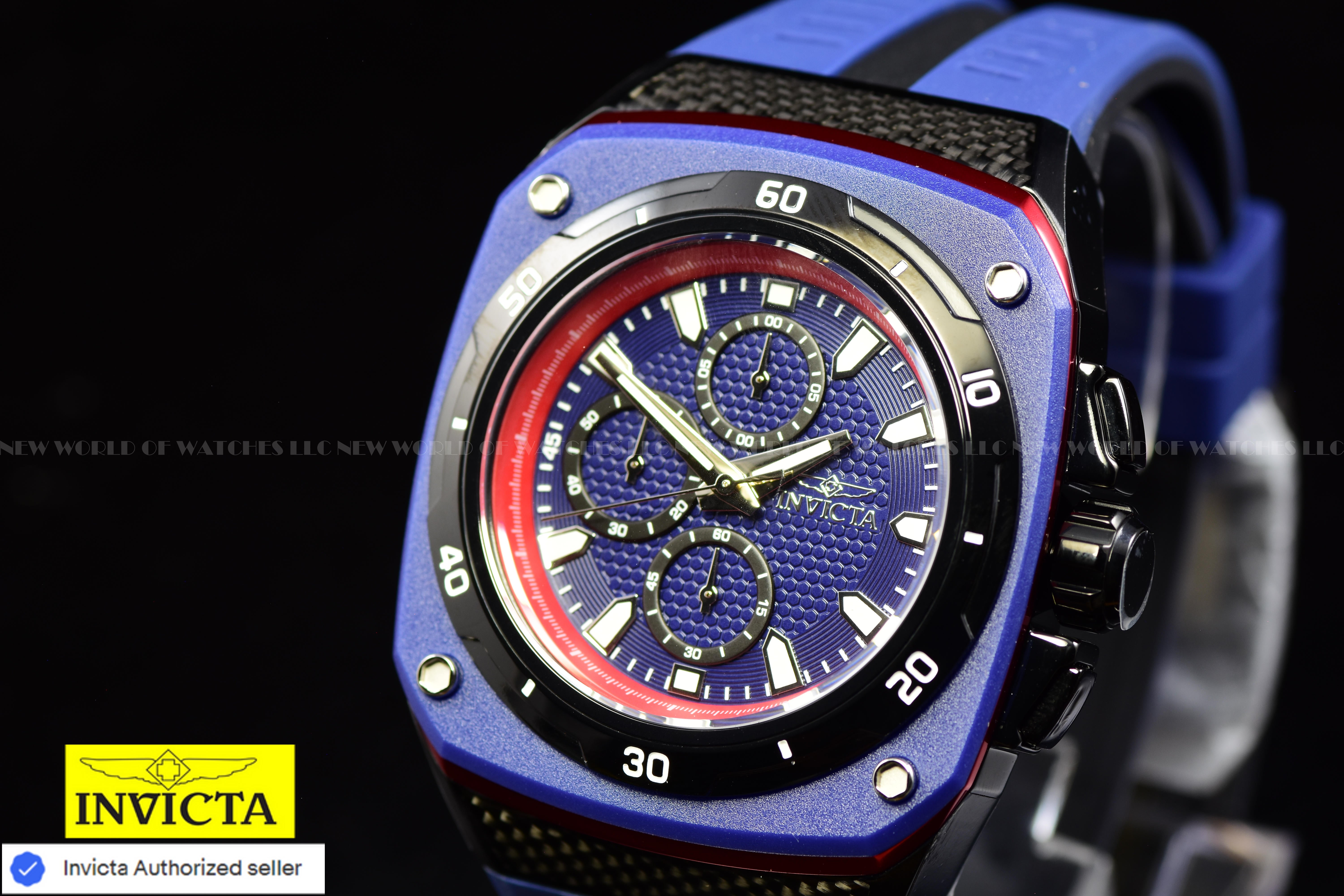 NEW Invicta Men's 46mm SPEEDWAY SUPERCHARGER Chrono BLUE DIAL Blue Tone SS Watch