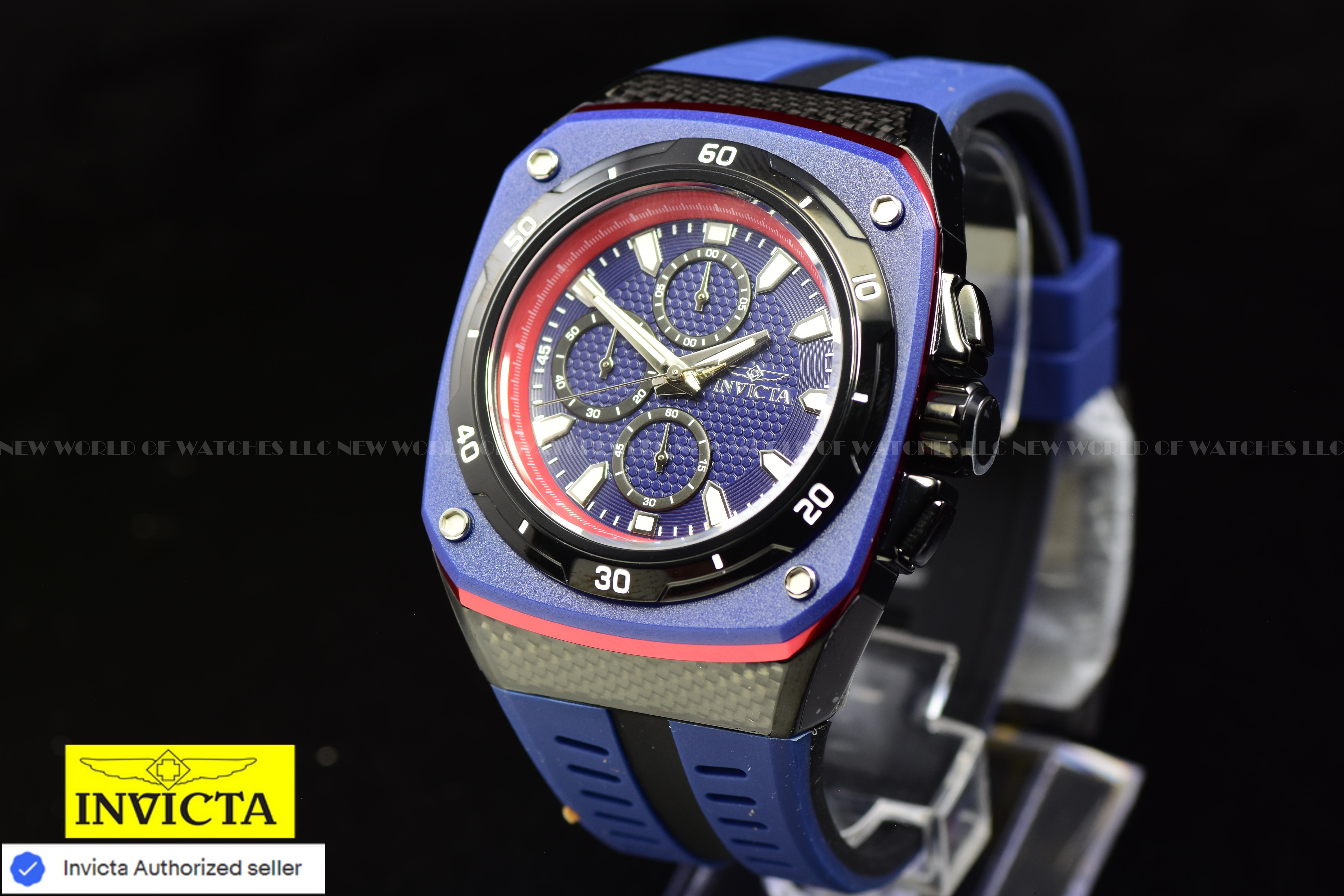 NEW Invicta Men's 46mm SPEEDWAY SUPERCHARGER Chrono BLUE DIAL Blue Tone SS Watch