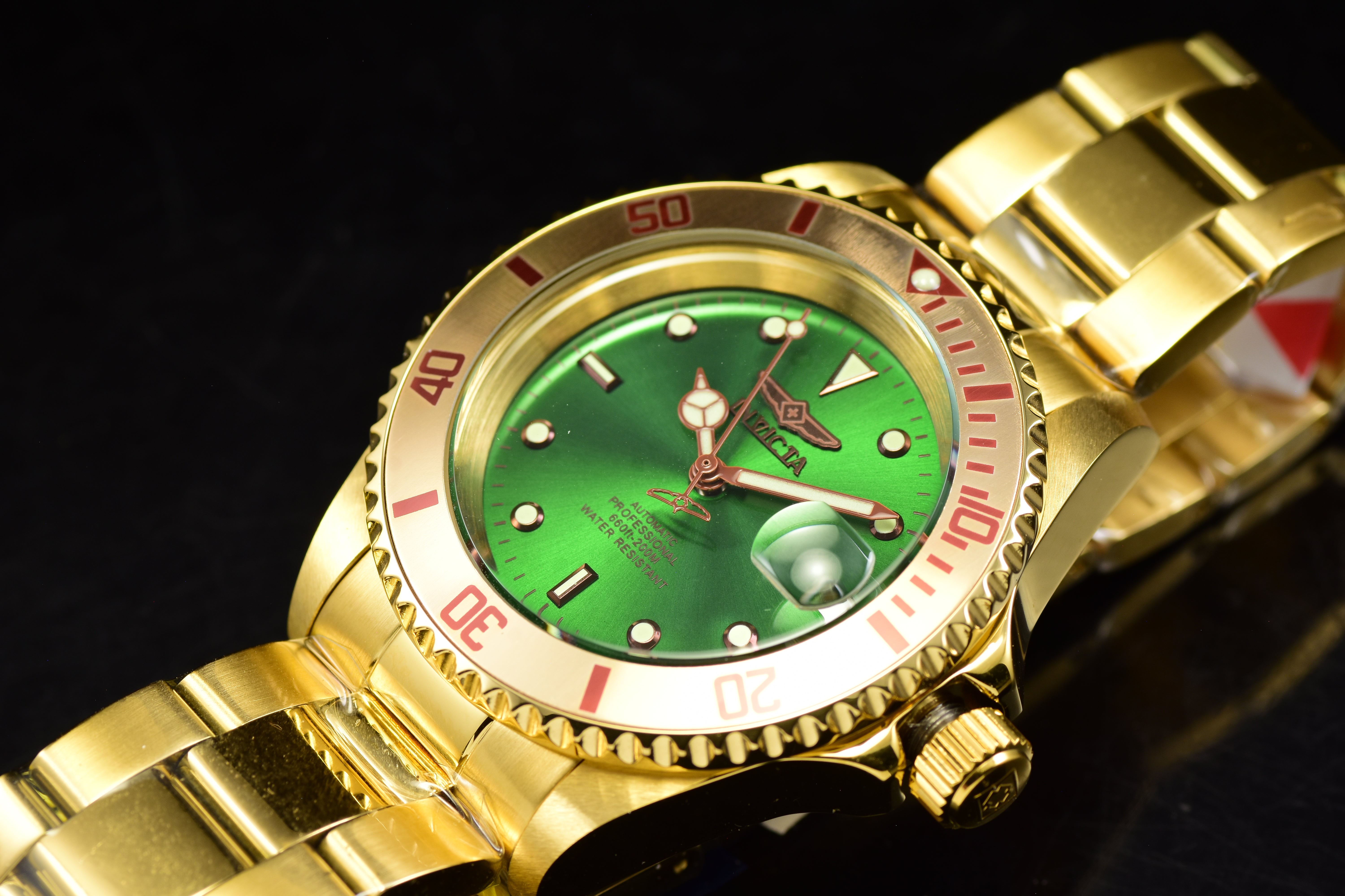 Invicta Men's Pro Diver  Green Dial Automatic Gold NH35A 40mm Watch 28665