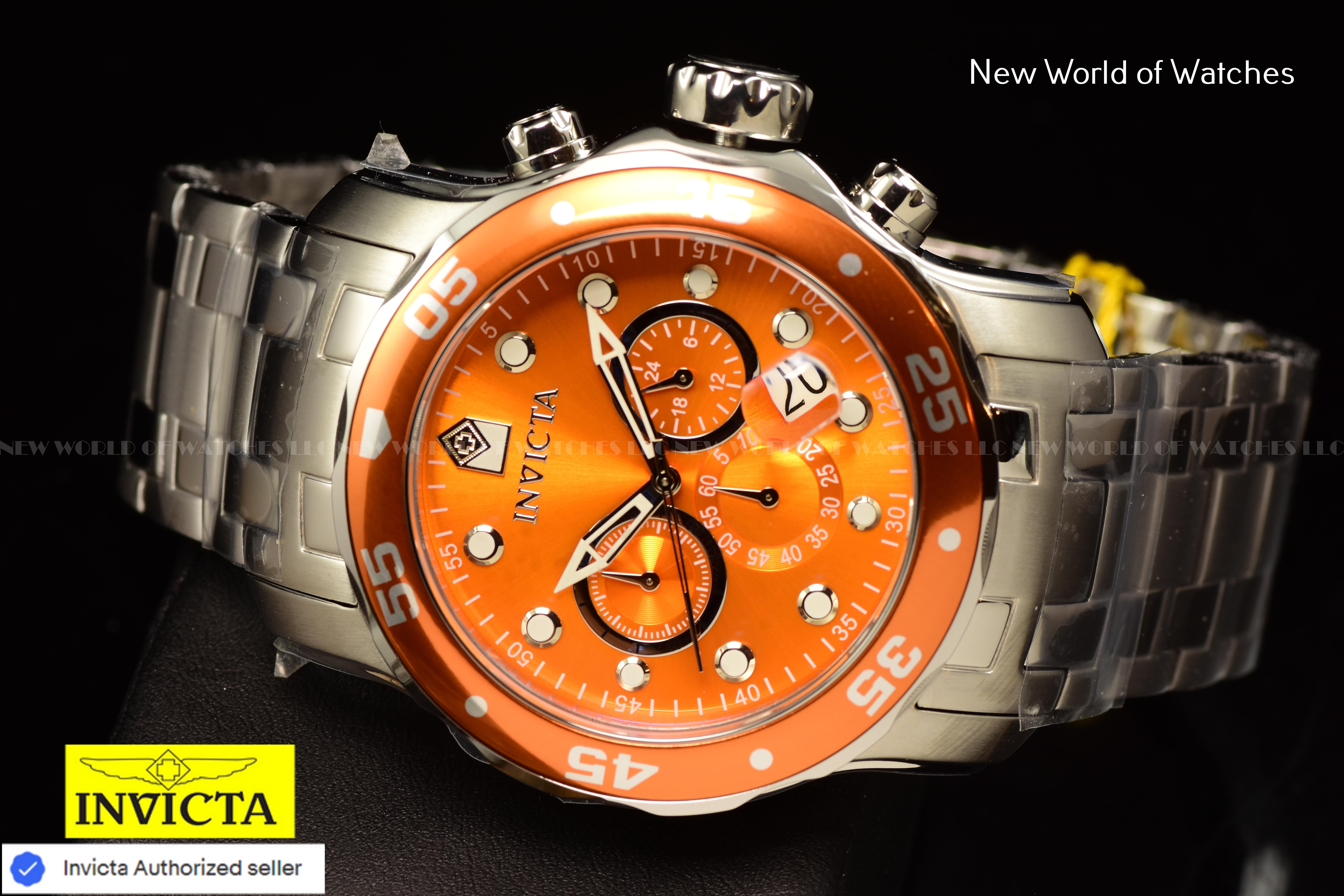 Invicta Men Pro Diver 48mm Orange Quartz Japan Stainless Steel Watch