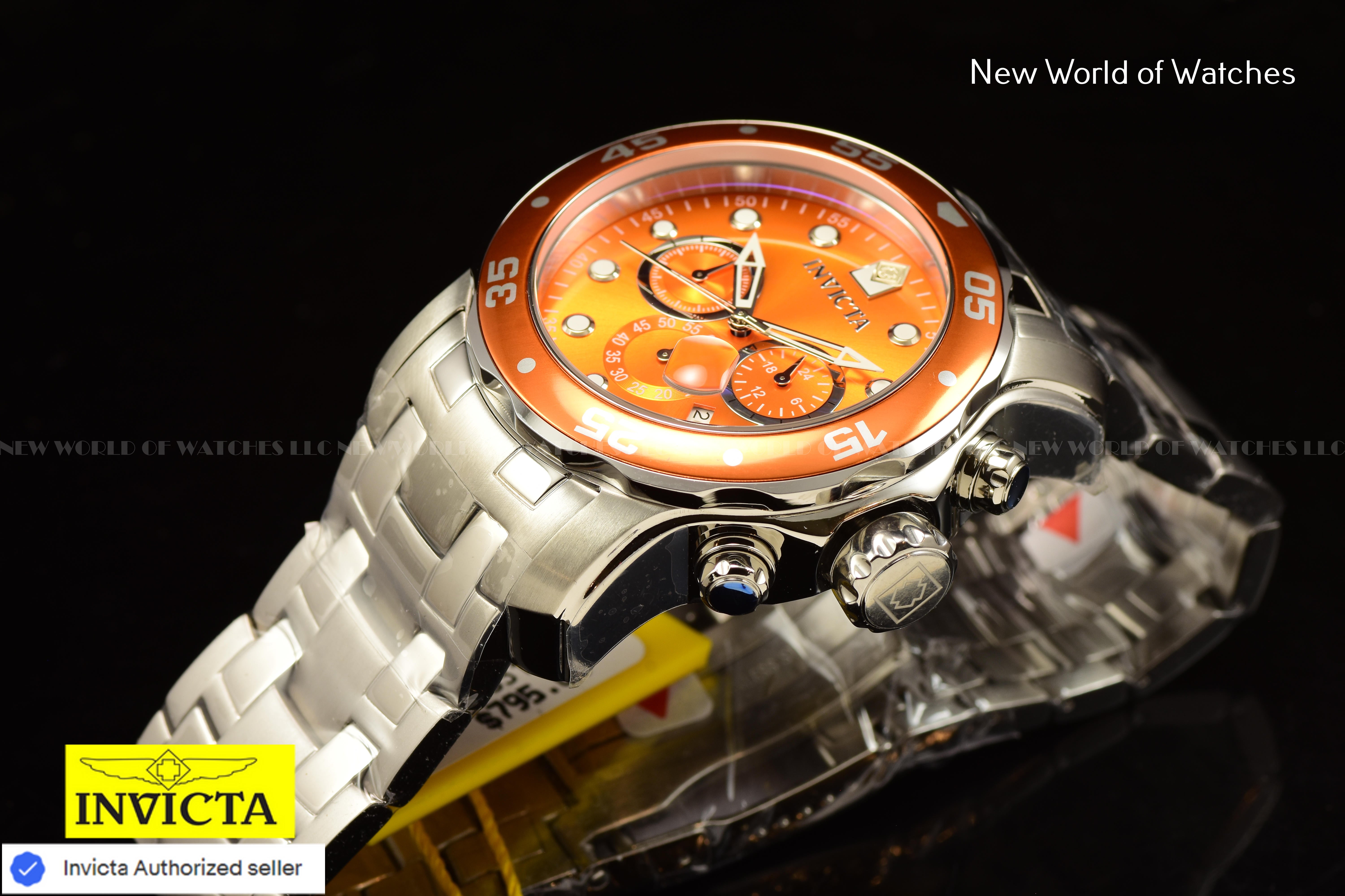 Invicta Men Pro Diver 48mm Orange Quartz Japan Stainless Steel Watch