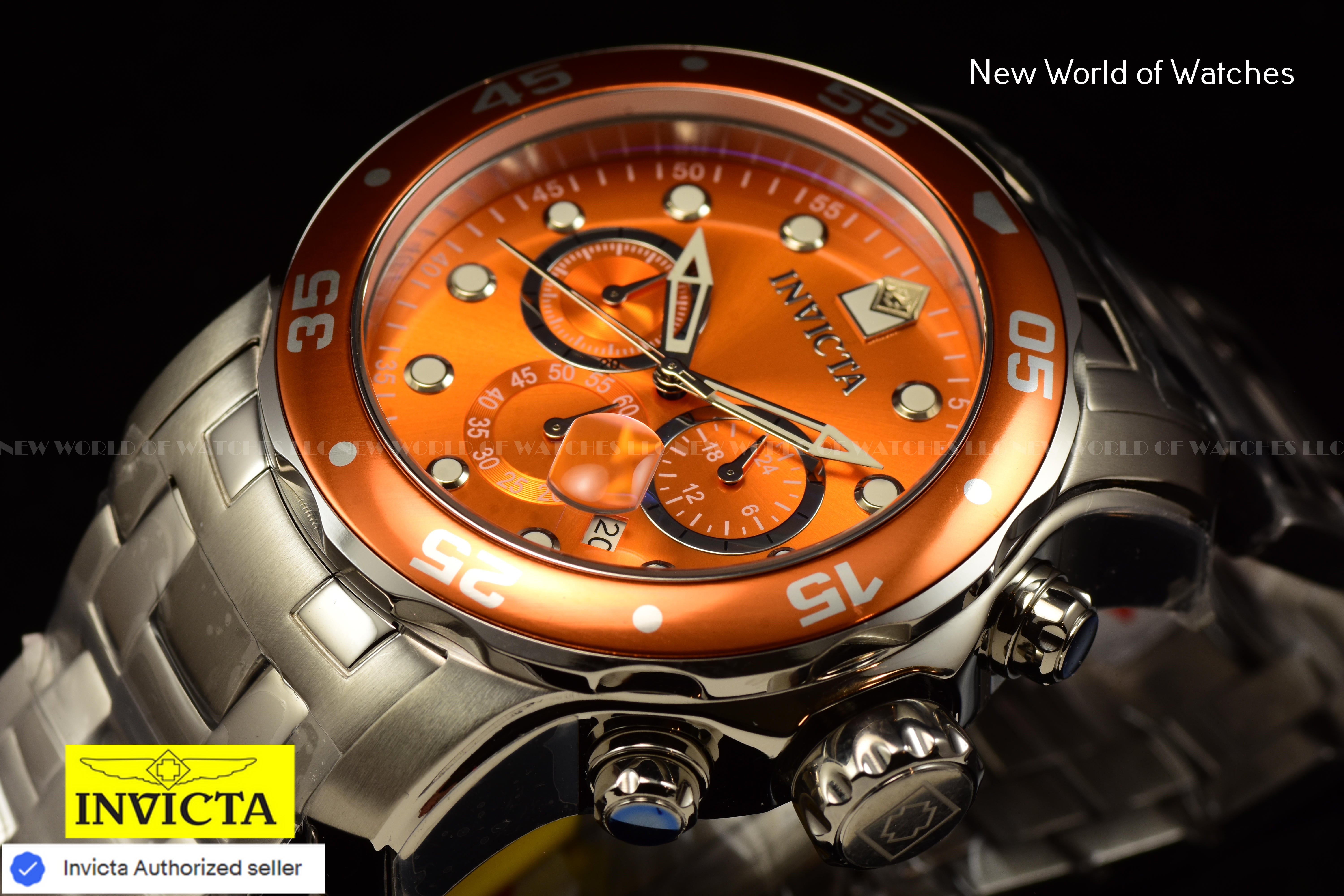 Invicta Men Pro Diver 48mm Orange Quartz Japan Stainless Steel Watch