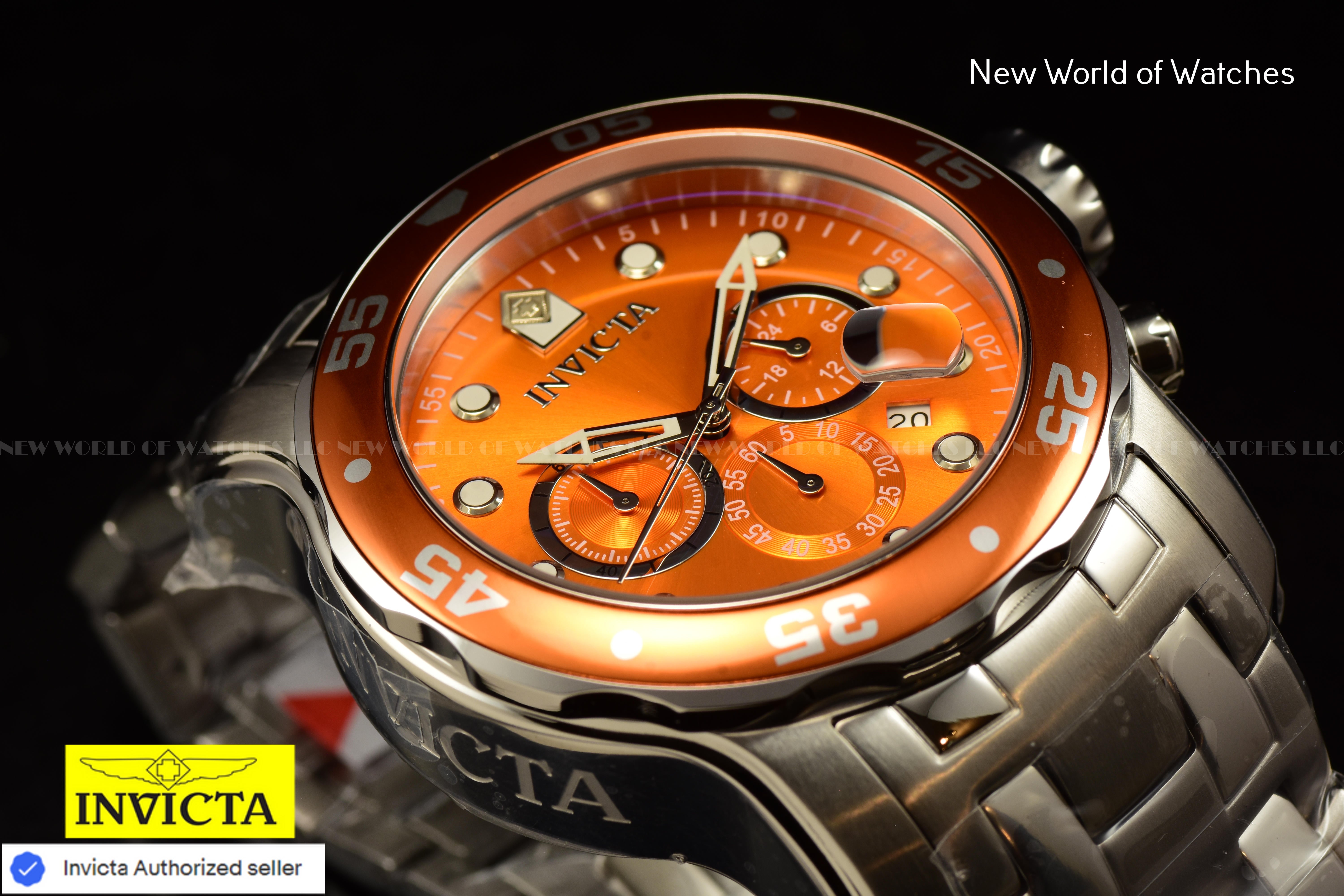 Invicta Men Pro Diver 48mm Orange Quartz Japan Stainless Steel Watch