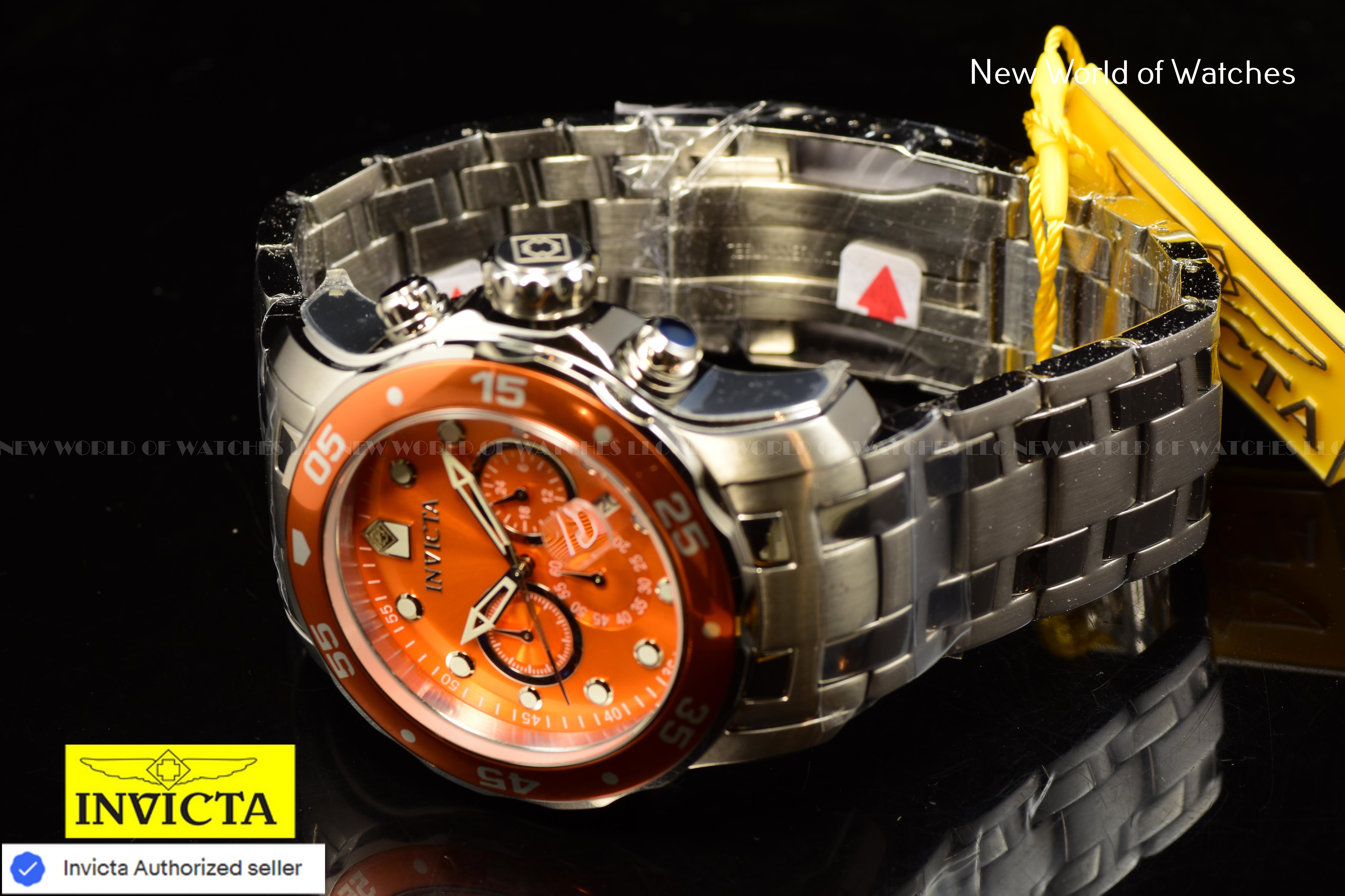 Invicta Men Pro Diver 48mm Orange Quartz Japan Stainless Steel Watch