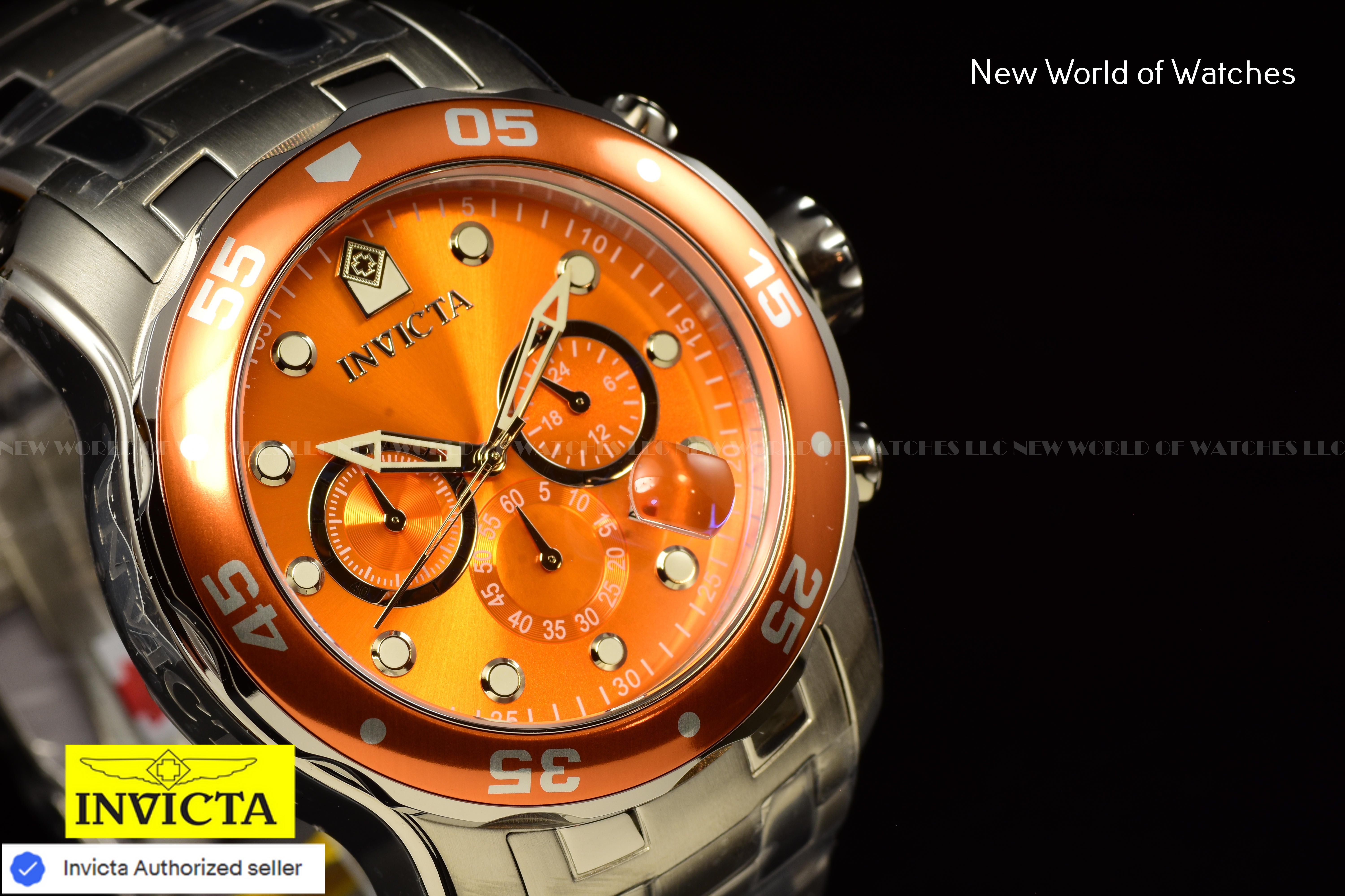 Invicta Men Pro Diver 48mm Orange Quartz Japan Stainless Steel Watch