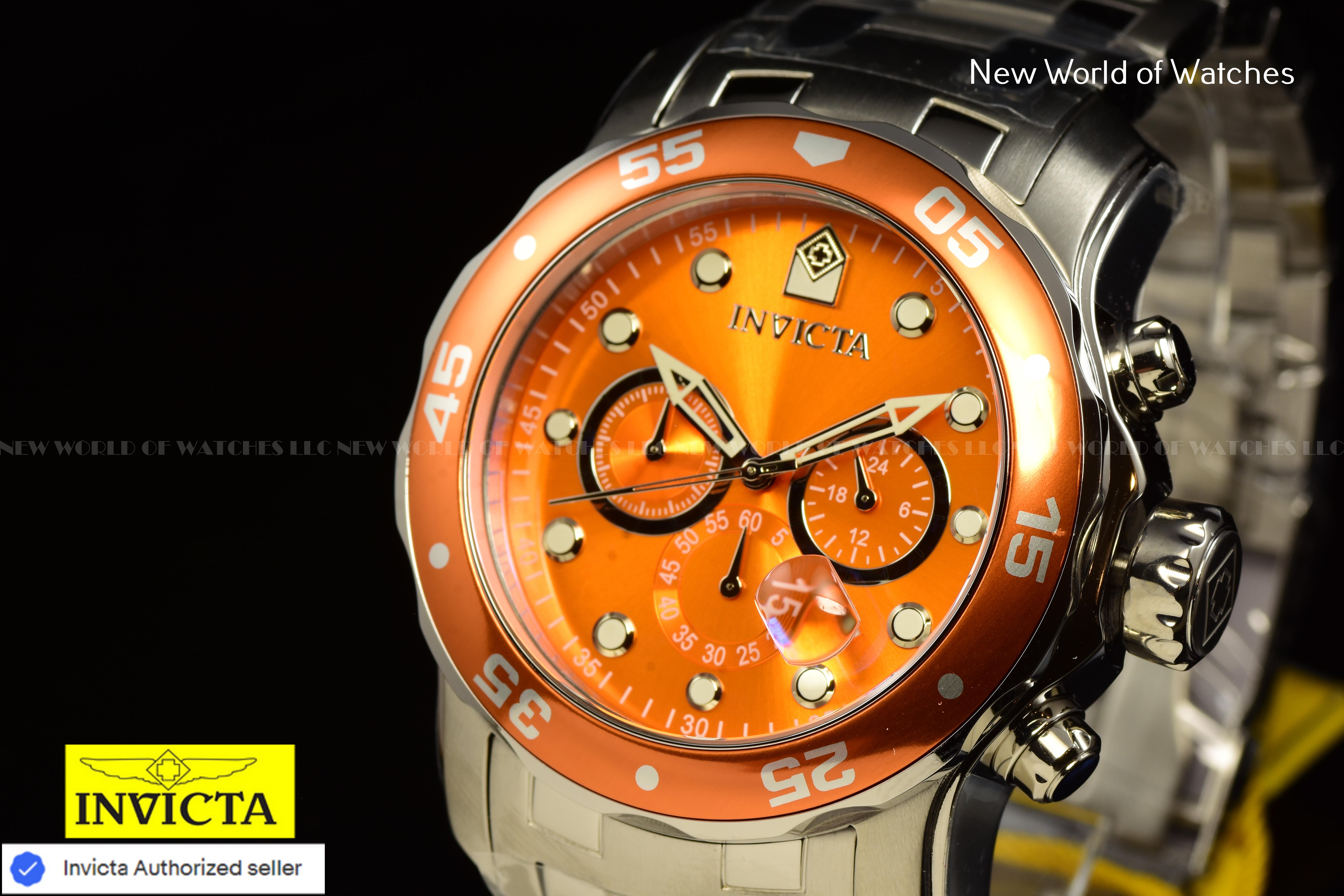 Invicta Men Pro Diver 48mm Orange Quartz Japan Stainless Steel Watch