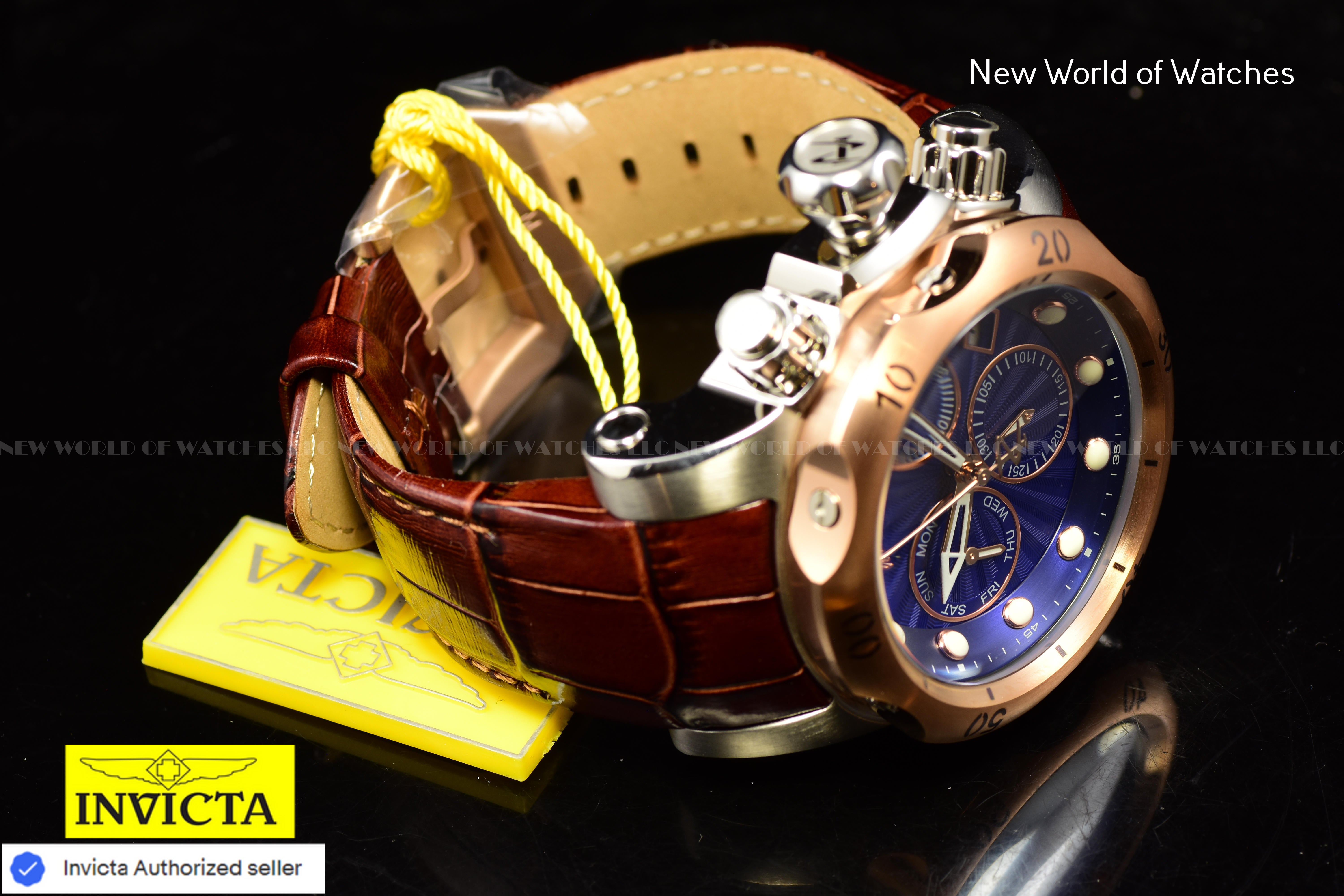 Invicta Men's 54mm Reserve VENOM Elegant SWISS Chronograph Brown Leather Watch