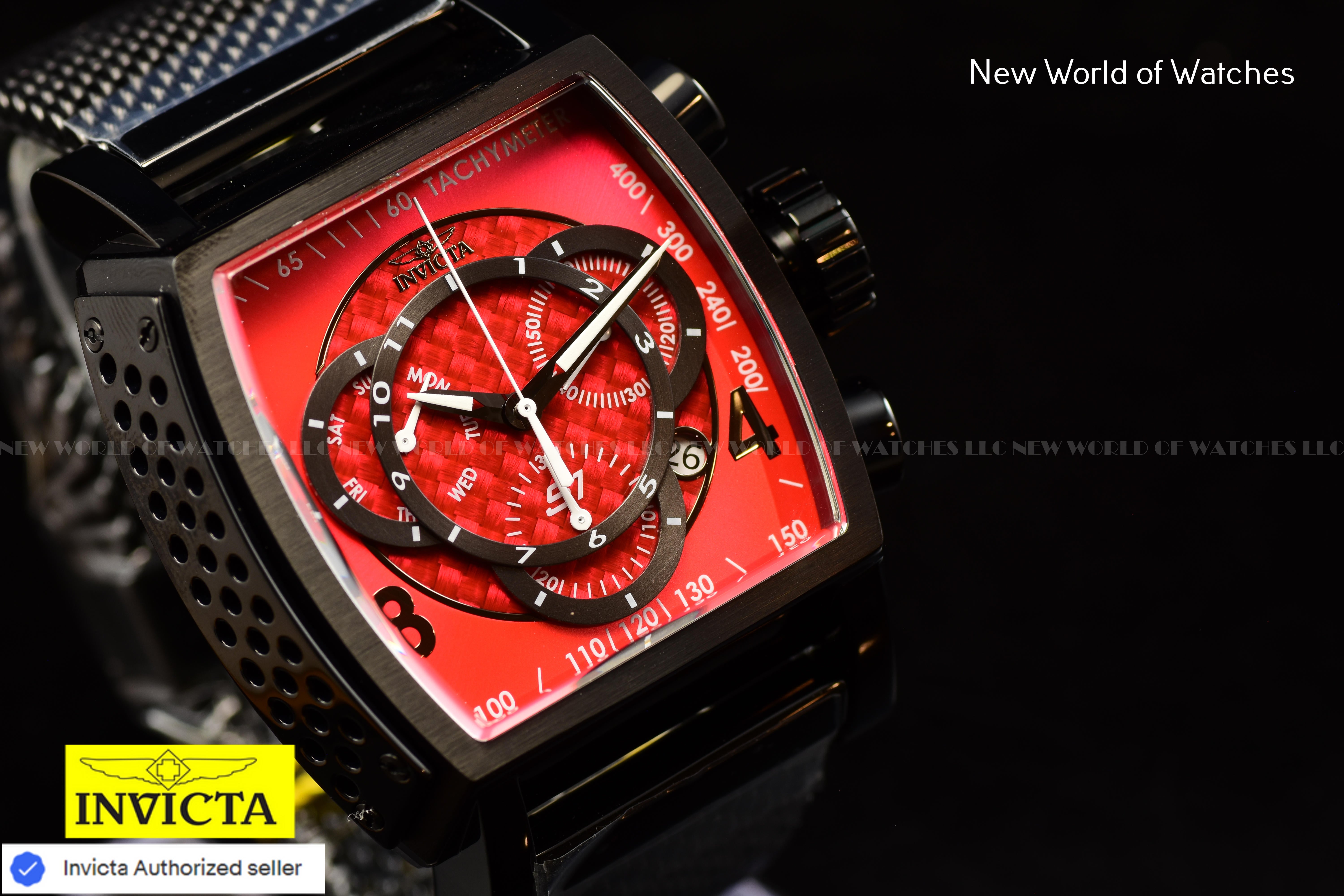 Invicta Men's S1 Rally 48mm Chronograph Red & Black Stainless Steel Swiss Watch