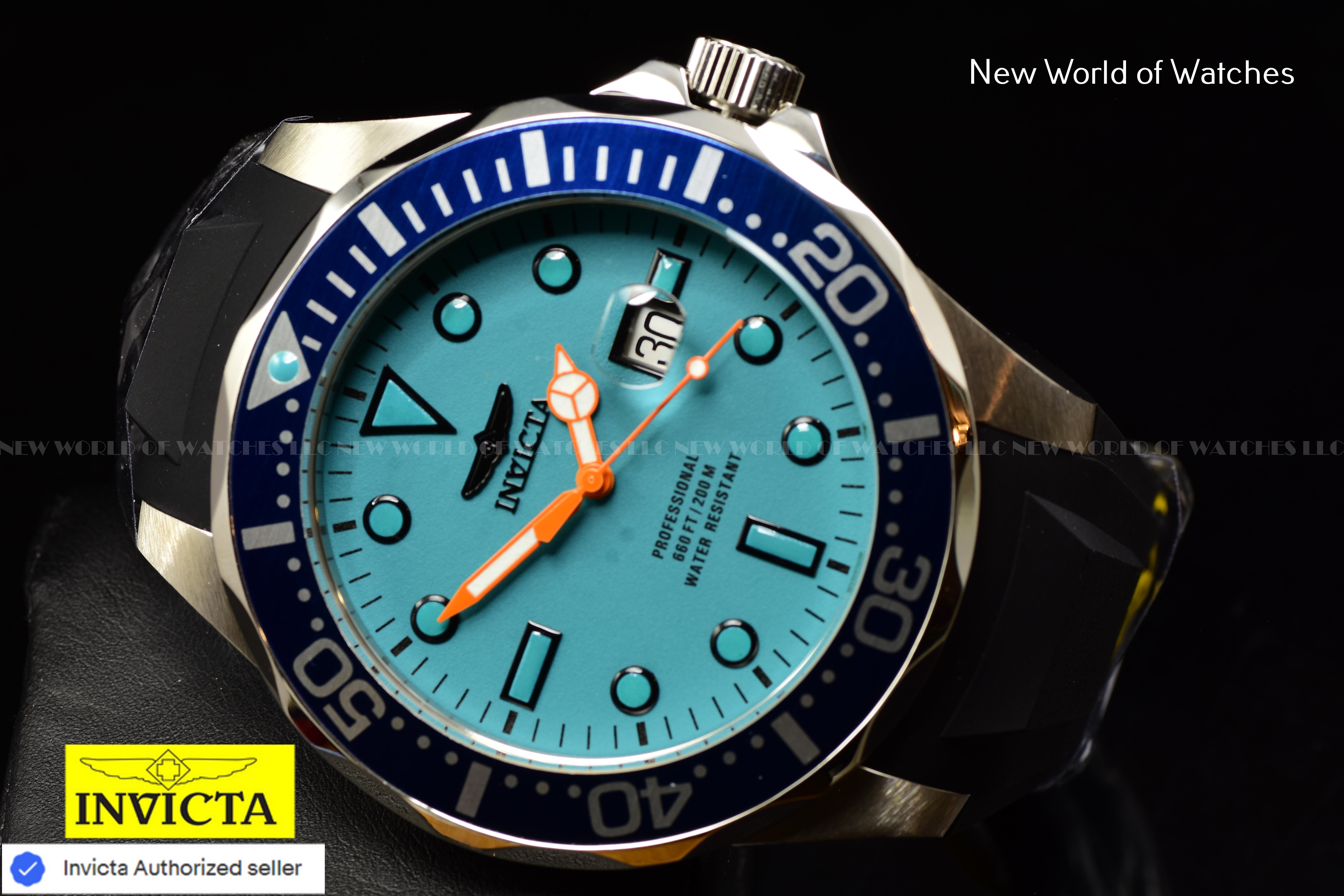 Invicta Men's Pro Diver 60mm Turquoise Luminous Dial Quartz Silicone Band Watch