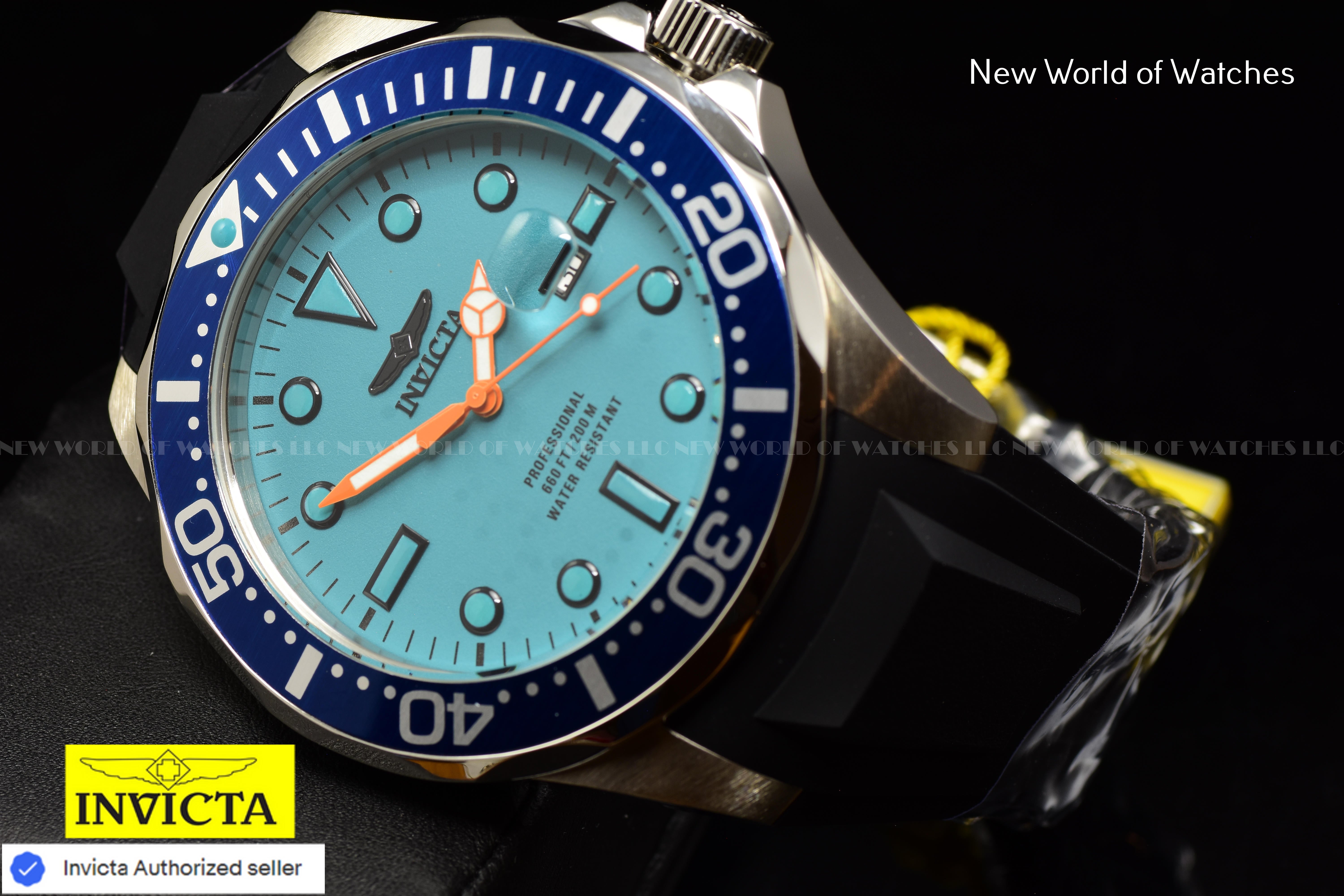 Invicta Men's Pro Diver 60mm Turquoise Luminous Dial Quartz Silicone Band Watch