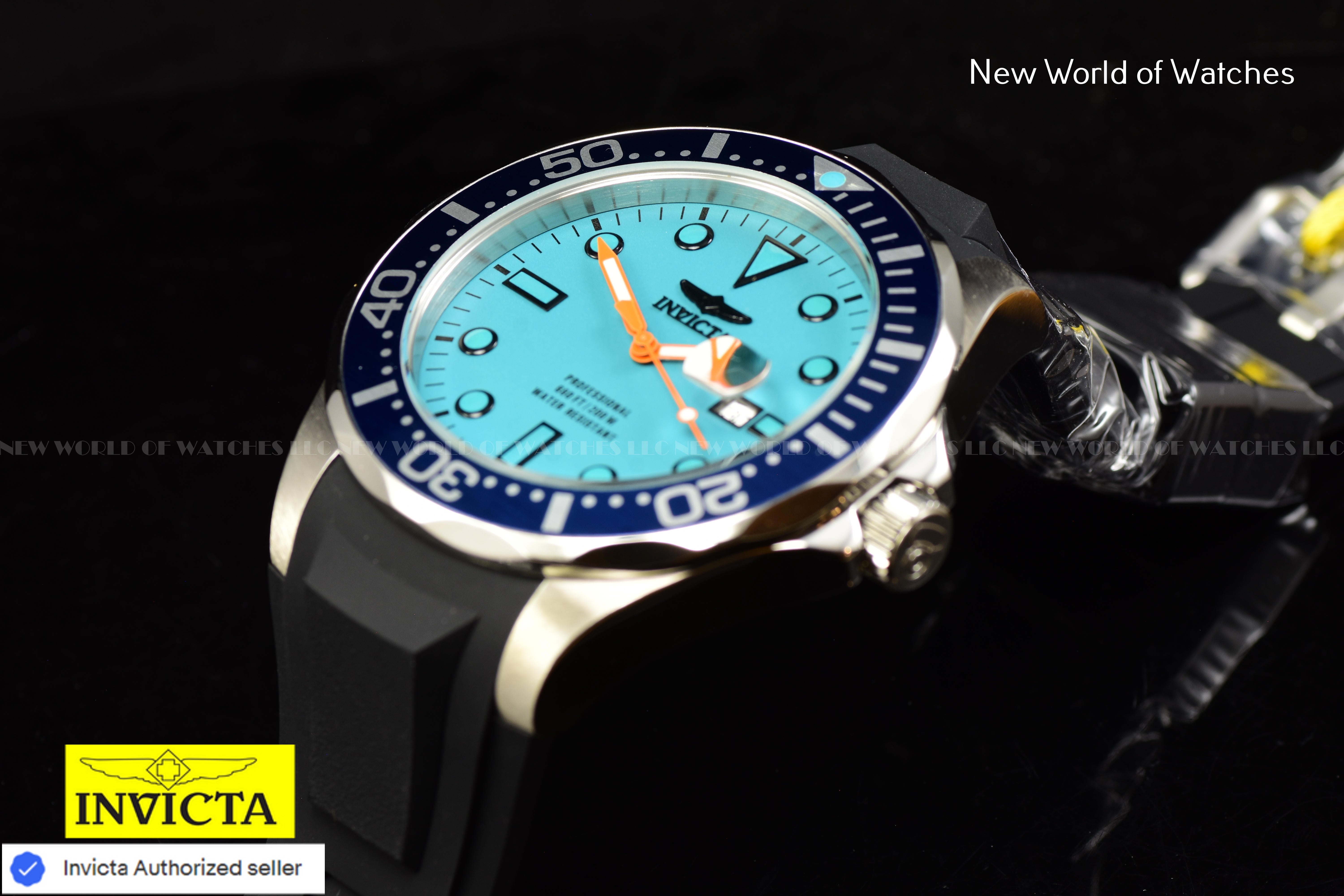 Invicta Men's Pro Diver 60mm Turquoise Luminous Dial Quartz Silicone Band Watch