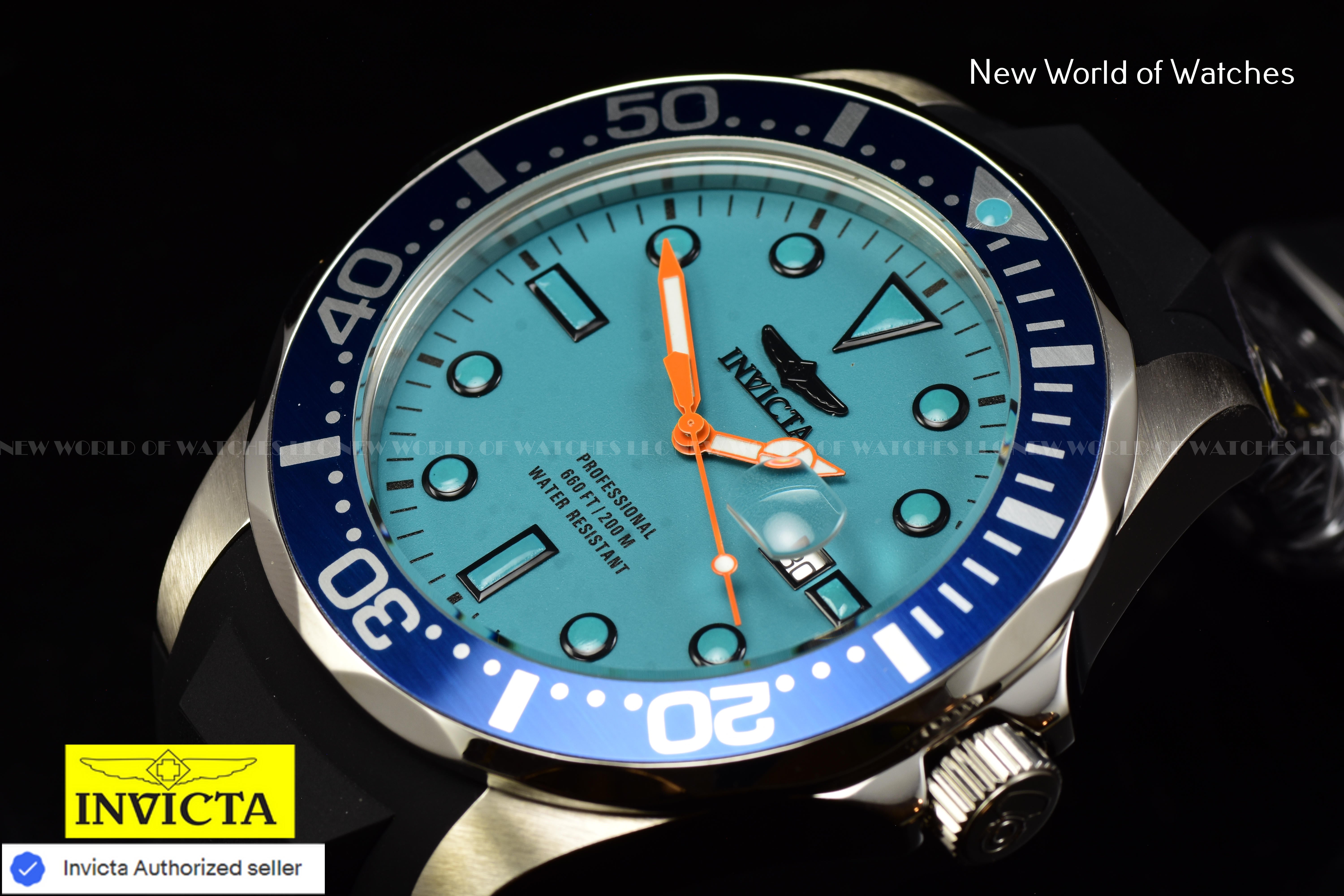 Invicta Men's Pro Diver 60mm Turquoise Luminous Dial Quartz Silicone Band Watch