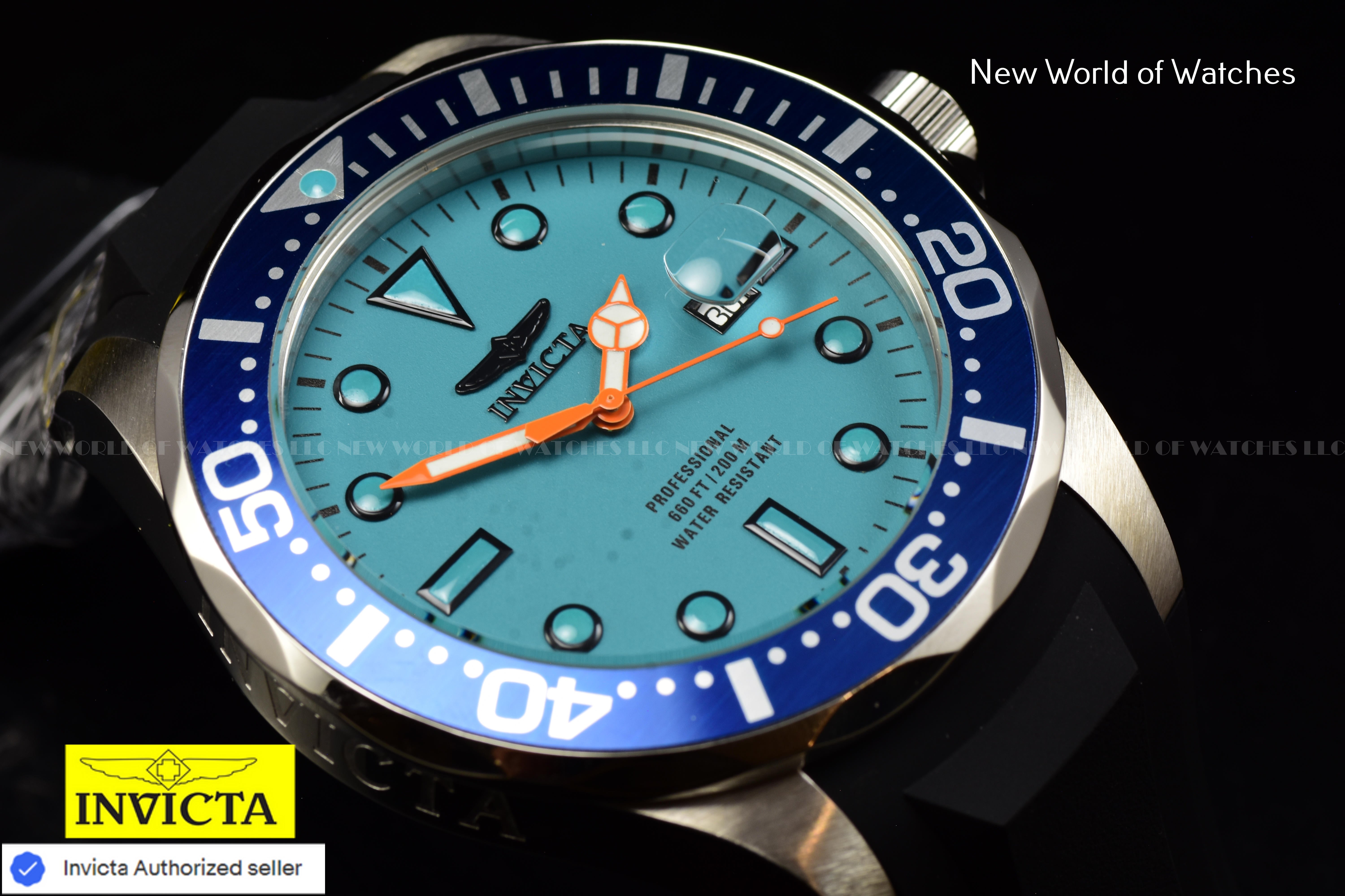 Invicta Men's Pro Diver 60mm Turquoise Luminous Dial Quartz Silicone Band Watch