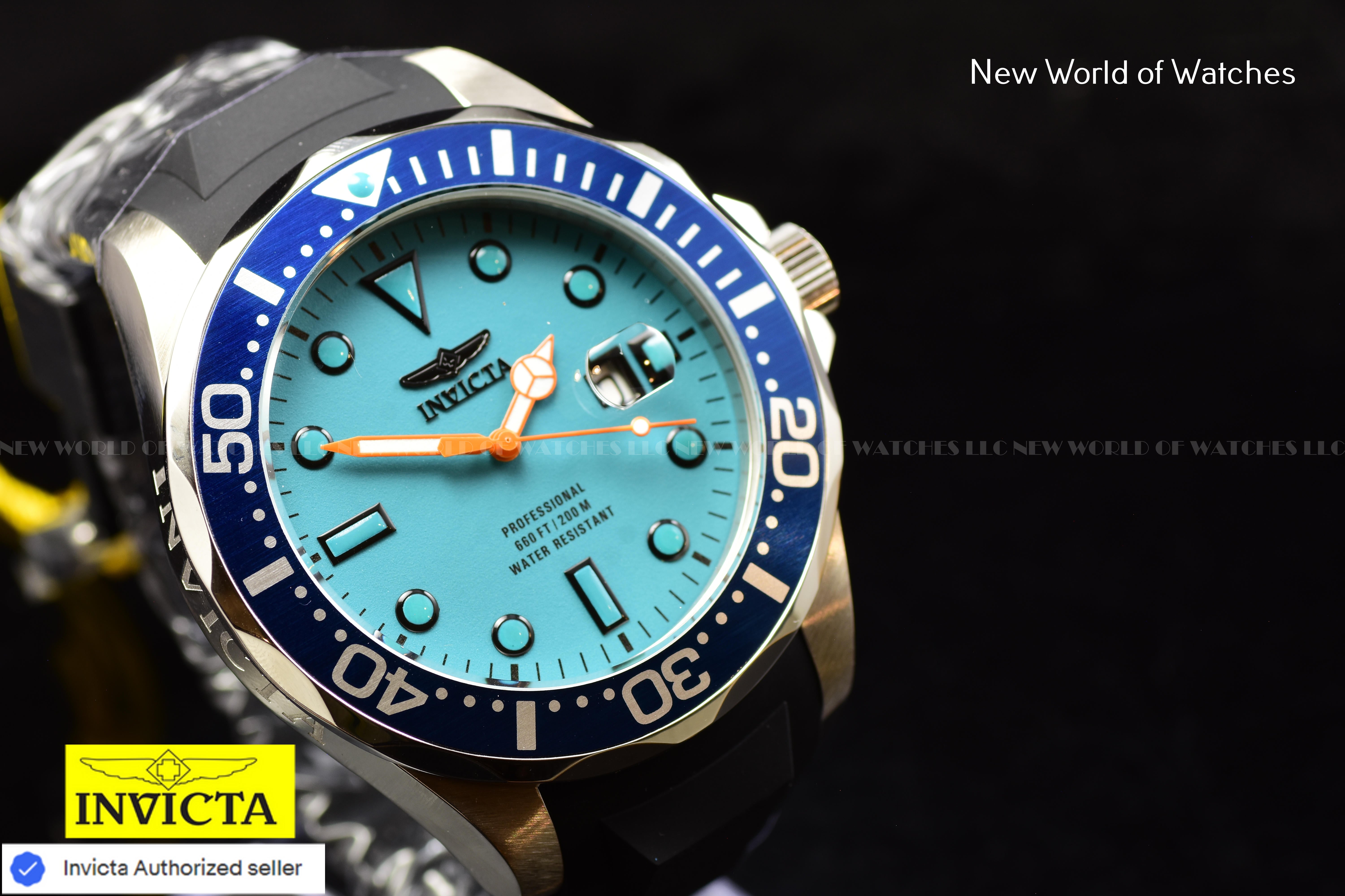 Invicta Men's Pro Diver 60mm Turquoise Luminous Dial Quartz Silicone Band Watch